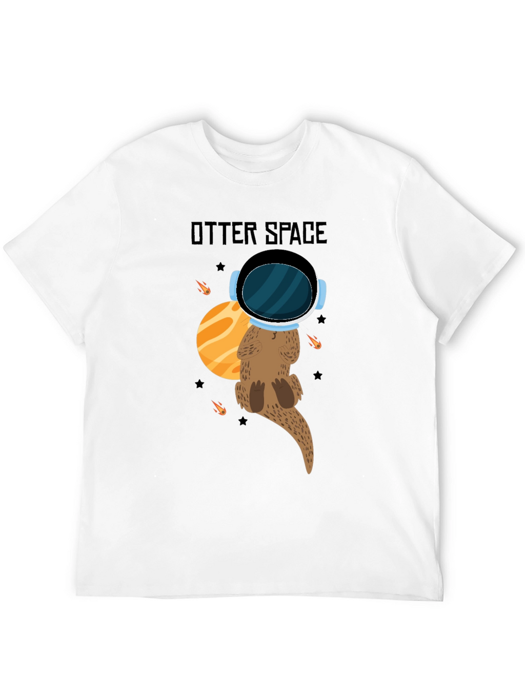 Otter Space Black T-Shirt - Cute Space Animal Tee