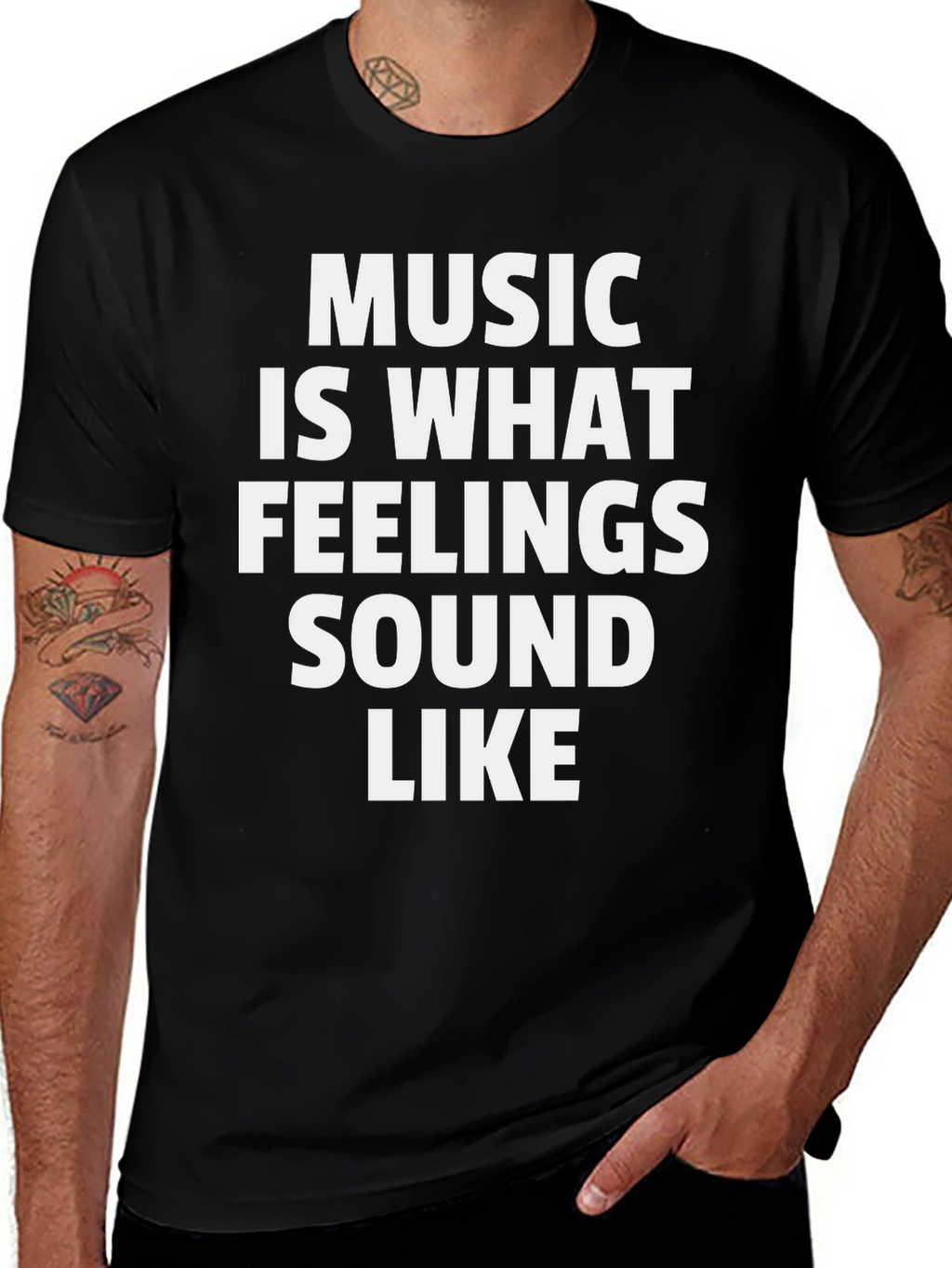 Music Is What Feelings Sound Like - Black T-Shirt