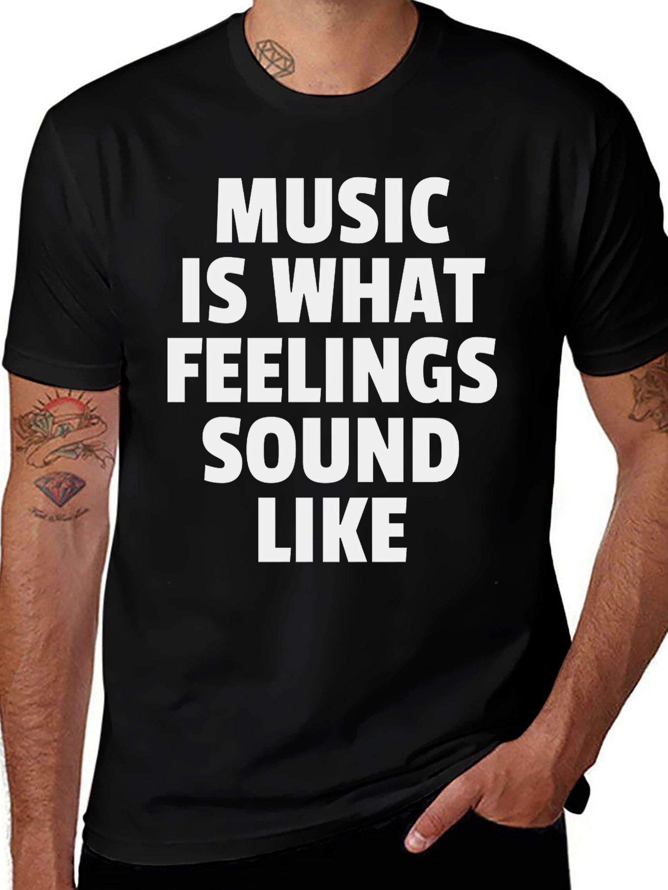 Music Is What Feelings Sound Like - Black T-Shirt