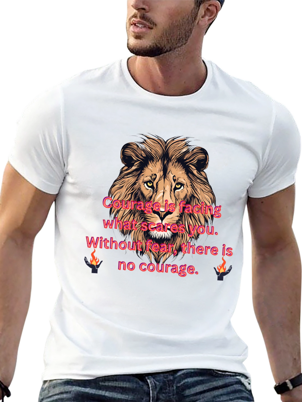 Lion Courage Graphic Tee - Motivational T-Shirt