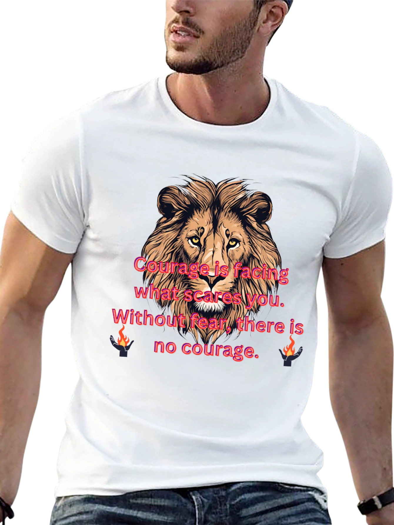 Lion Courage Graphic Tee - Motivational T-Shirt