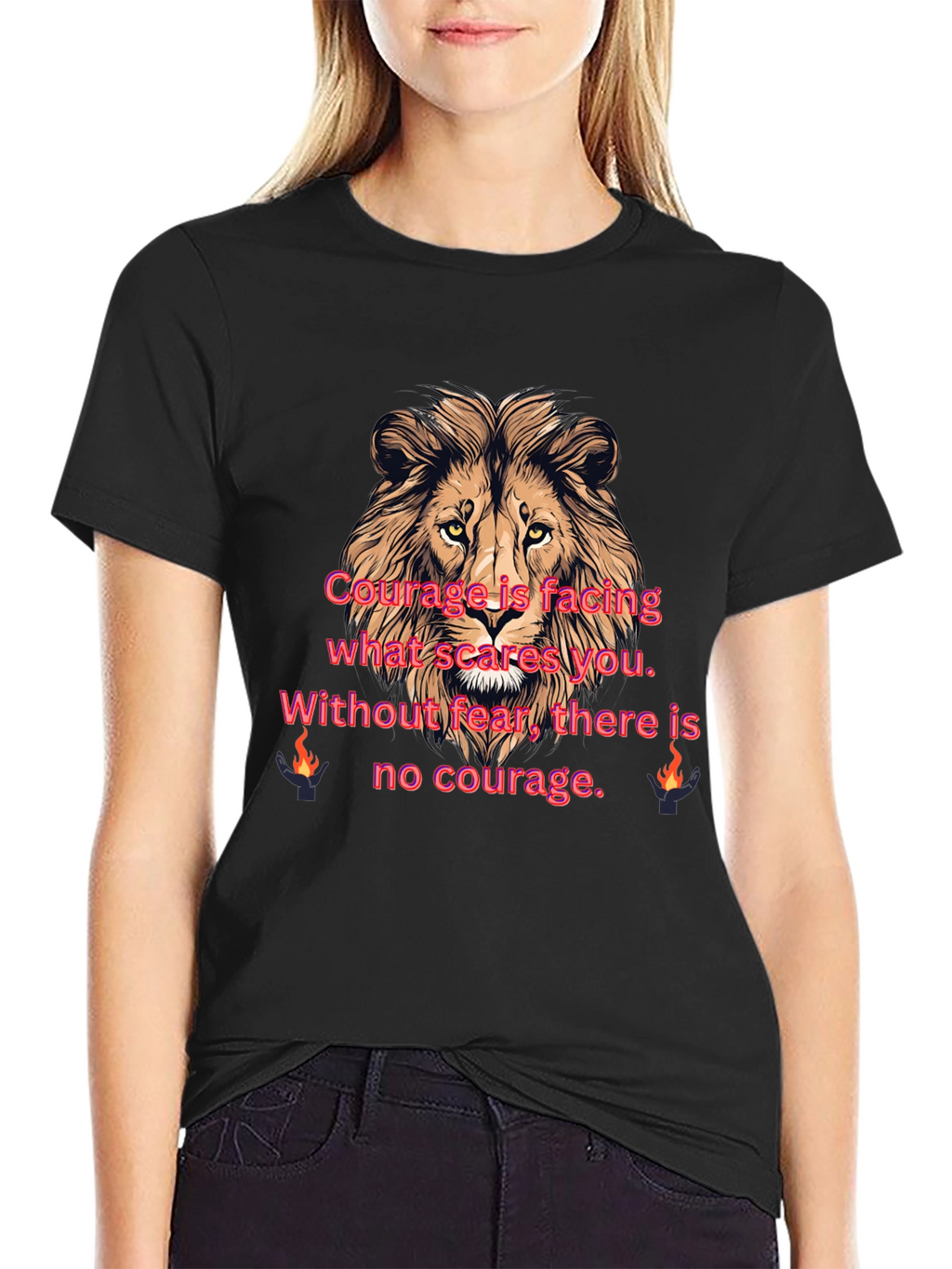 Lion Courage Graphic Tee - Motivational T-Shirt