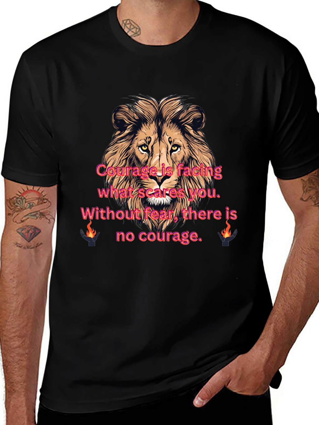 Lion Courage Graphic Tee - Motivational T-Shirt