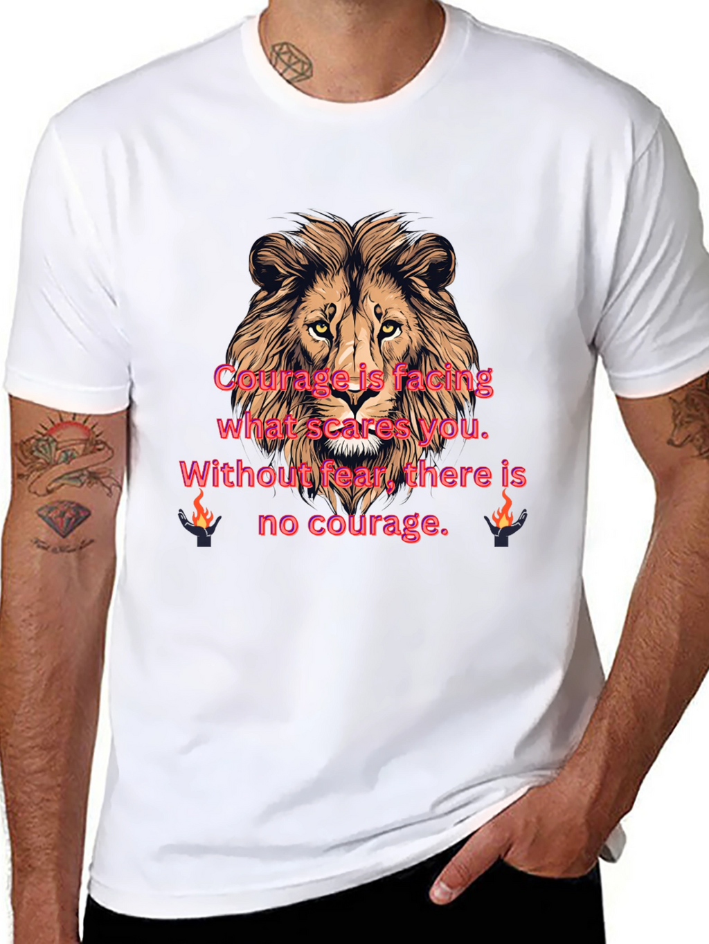 Lion Courage Graphic Tee - Motivational T-Shirt