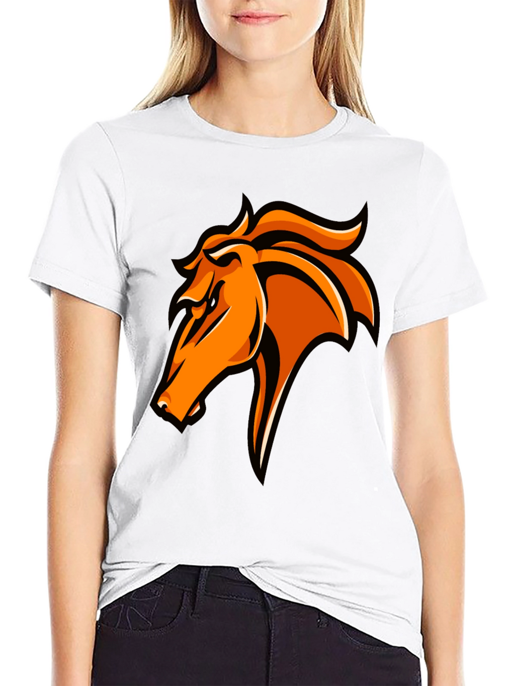 Bold Orange Horse Graphic T-Shirt