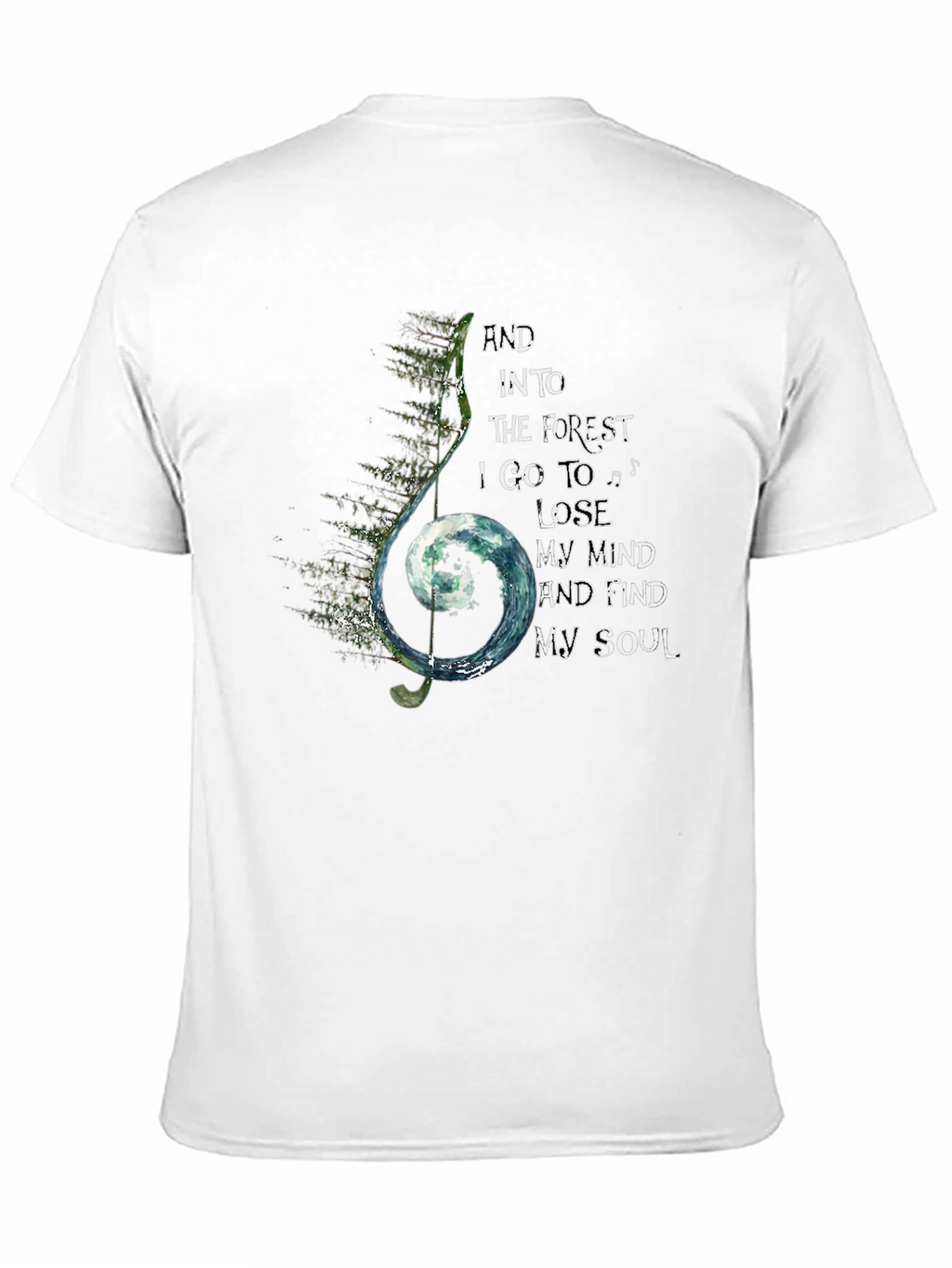 Forest Soul Black T-Shirt Music Note Design