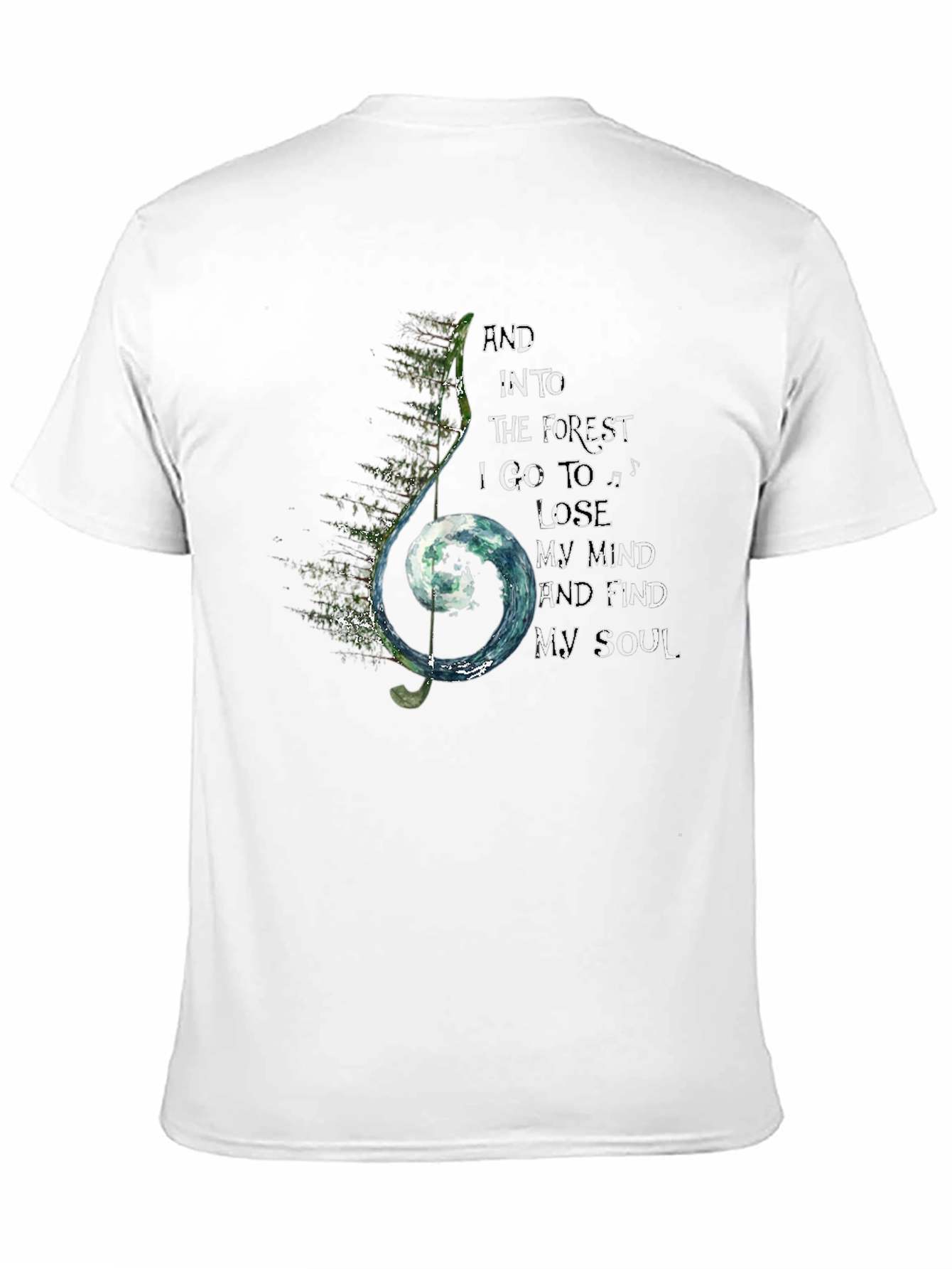 Forest Soul Black T-Shirt Music Note Design