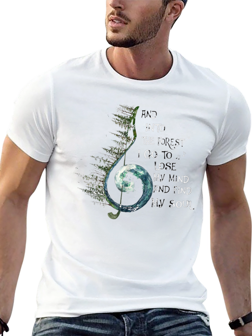 Forest Soul Black T-Shirt Music Note Design