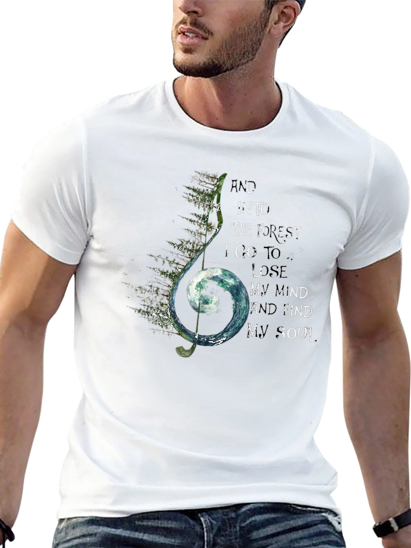 Forest Soul Black T-Shirt Music Note Design