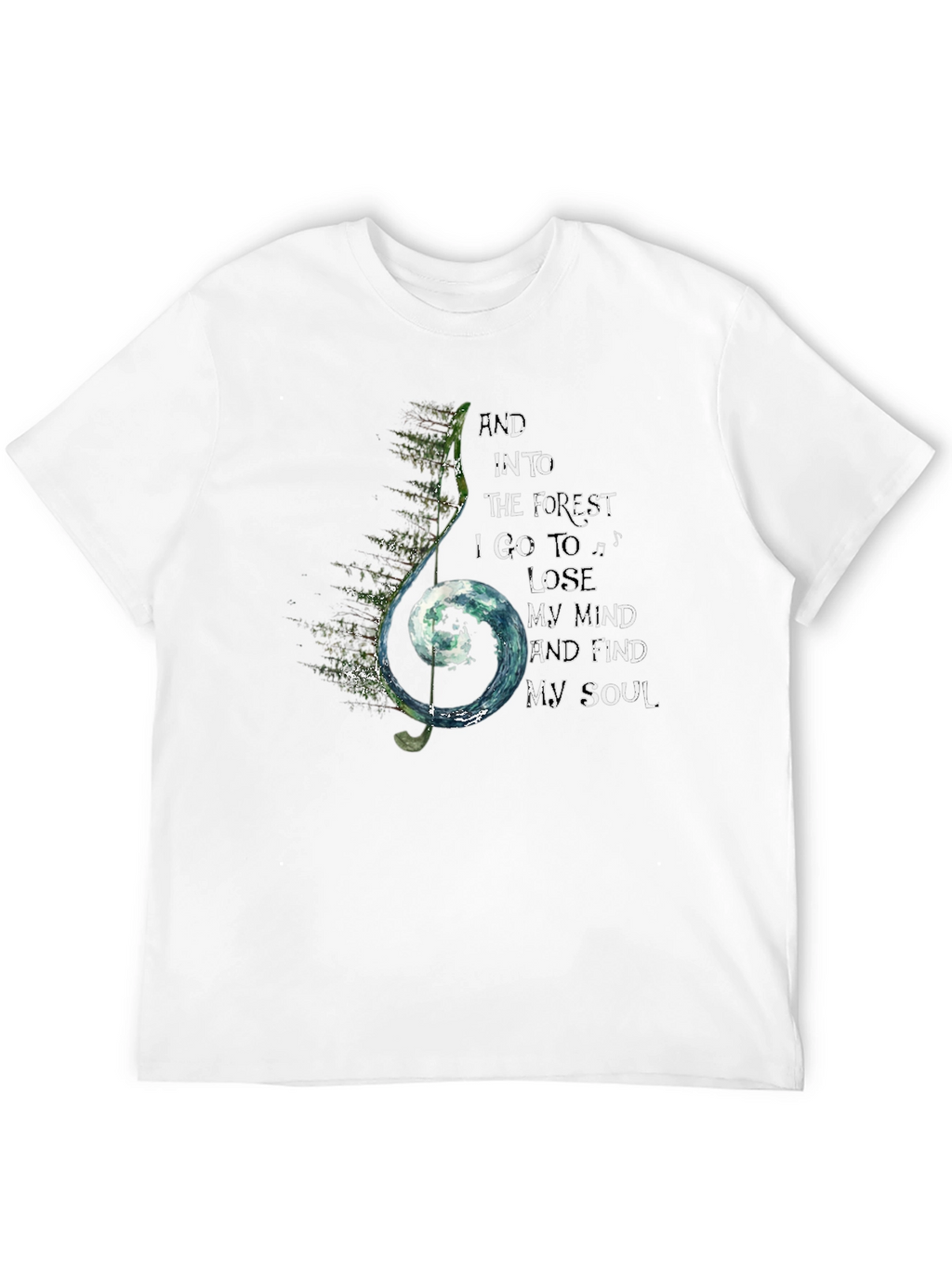 Forest Soul Black T-Shirt Music Note Design