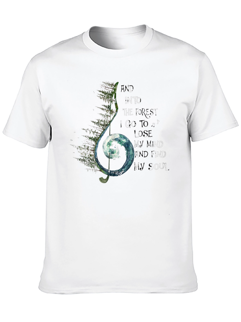 Forest Soul Black T-Shirt Music Note Design