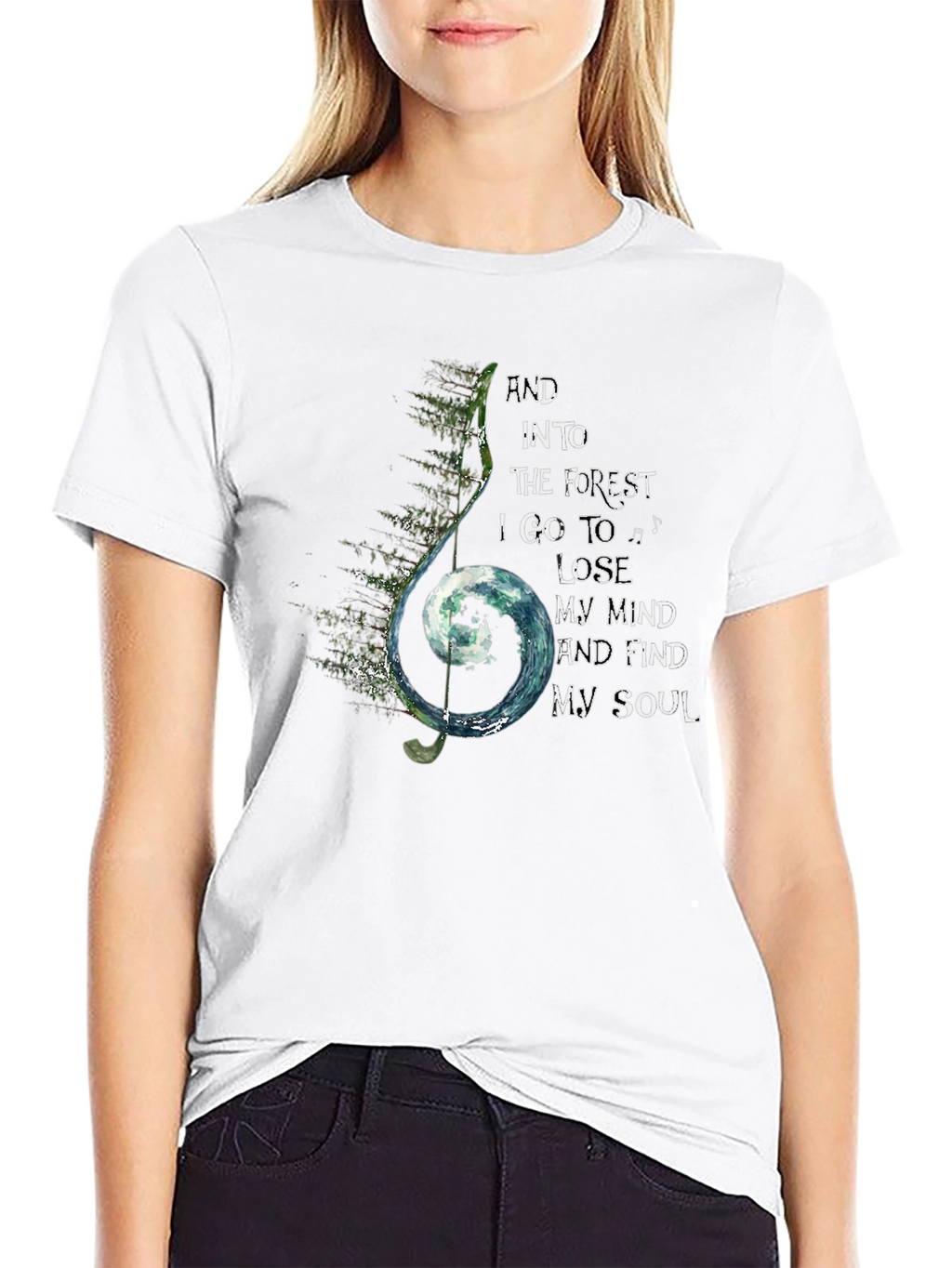 Forest Soul Black T-Shirt Music Note Design