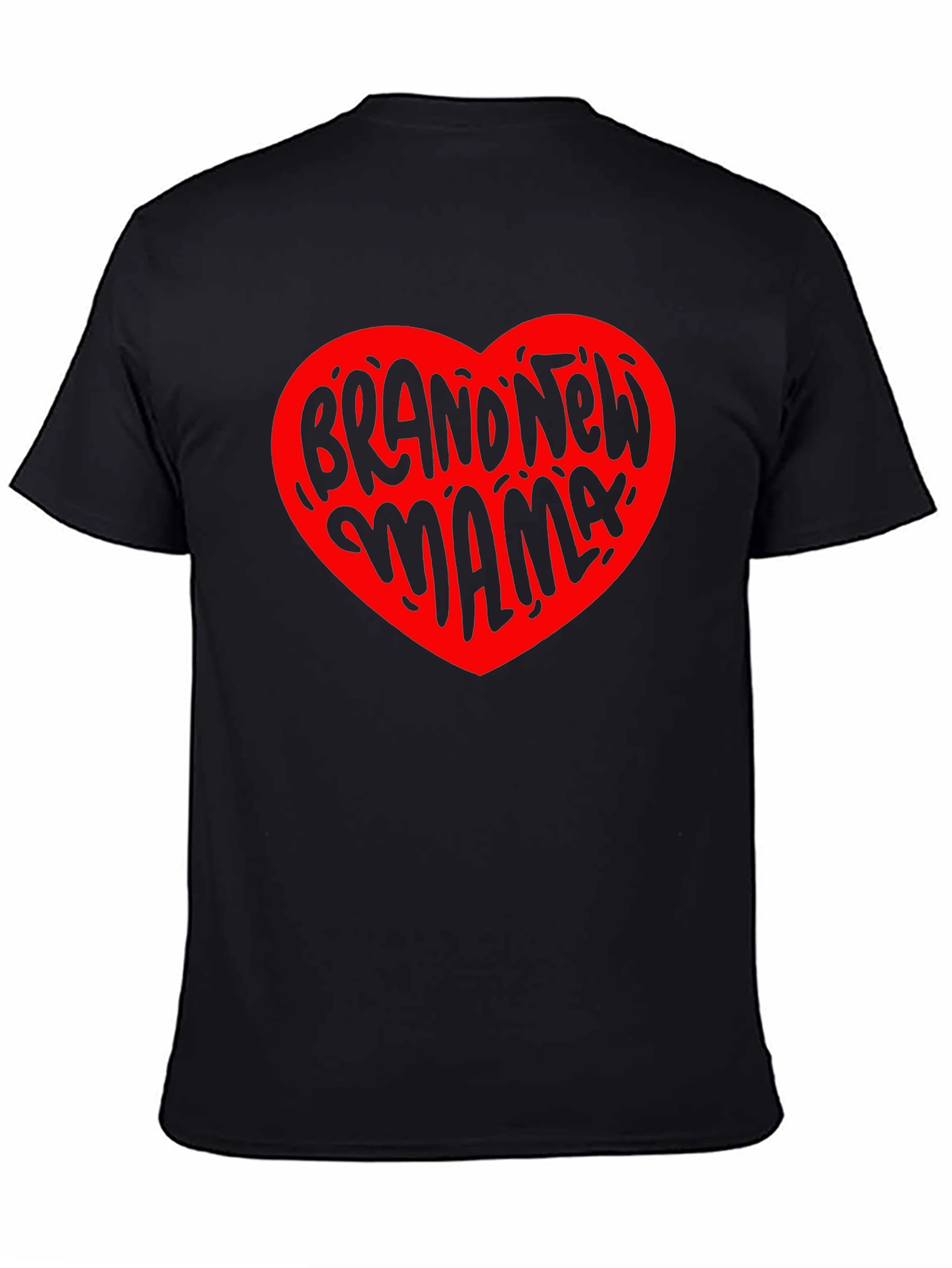 Brand New Mama Heart Graphic Tee - Black