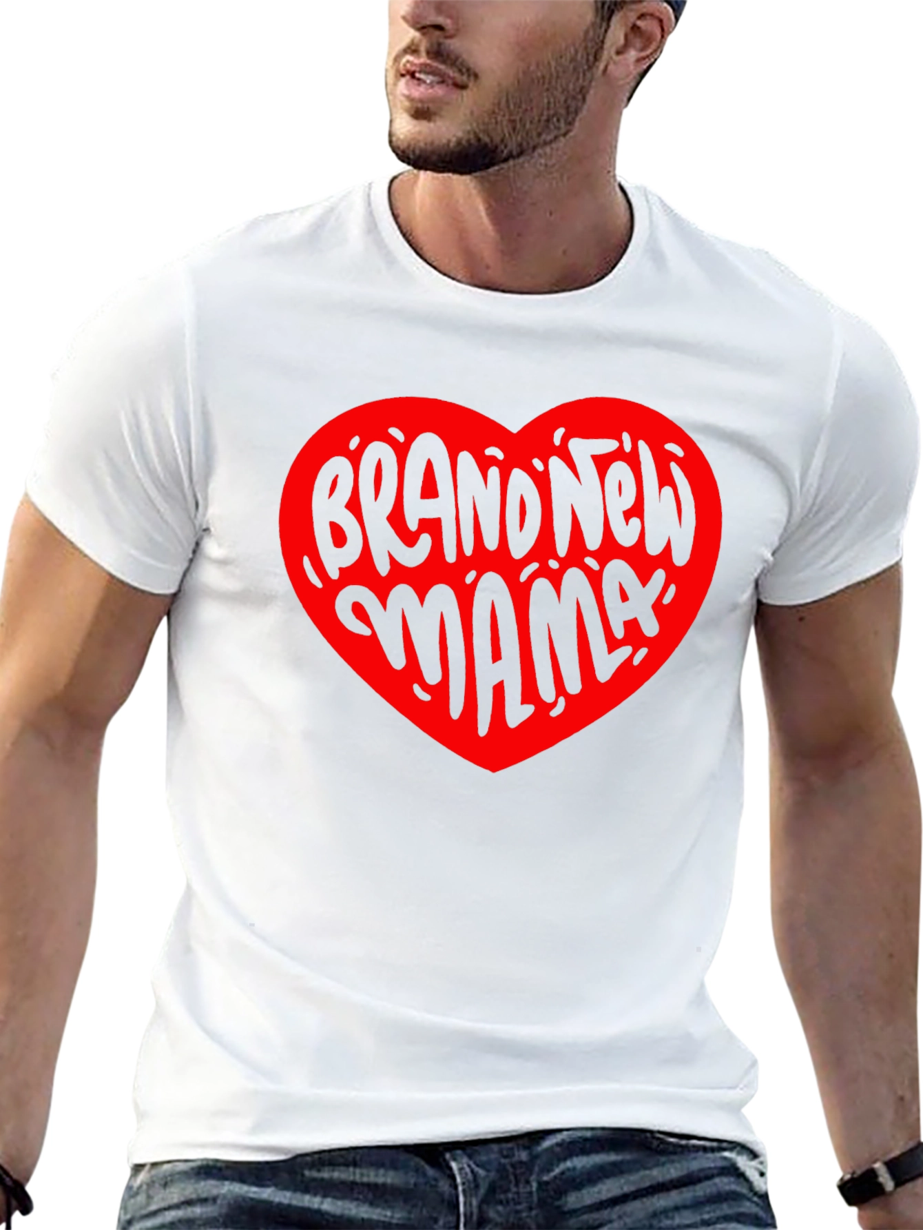 Brand New Mama Heart Graphic Tee - Black