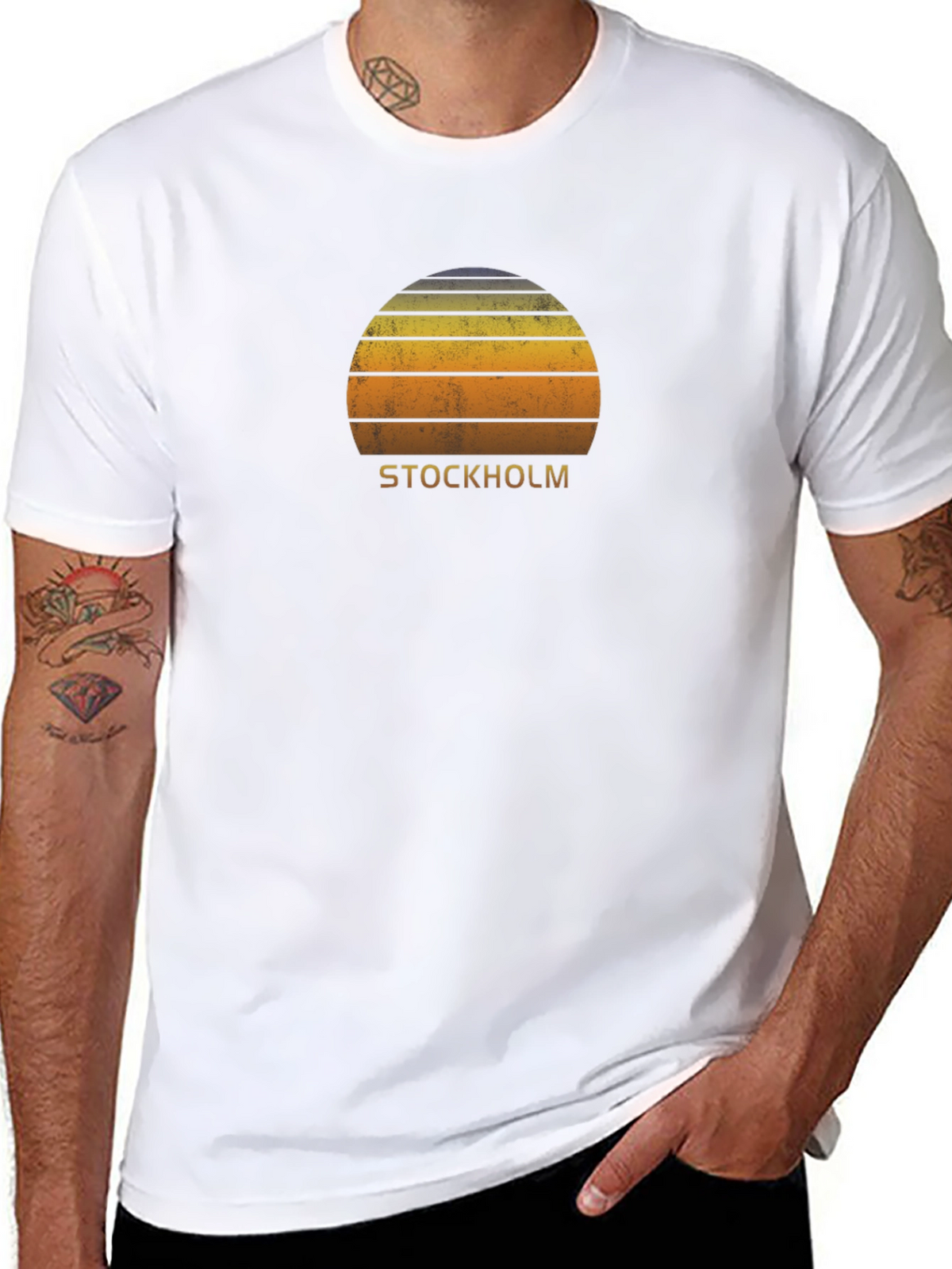 Stockholm Retro Sunset T-Shirt - Vintage Style City Tee