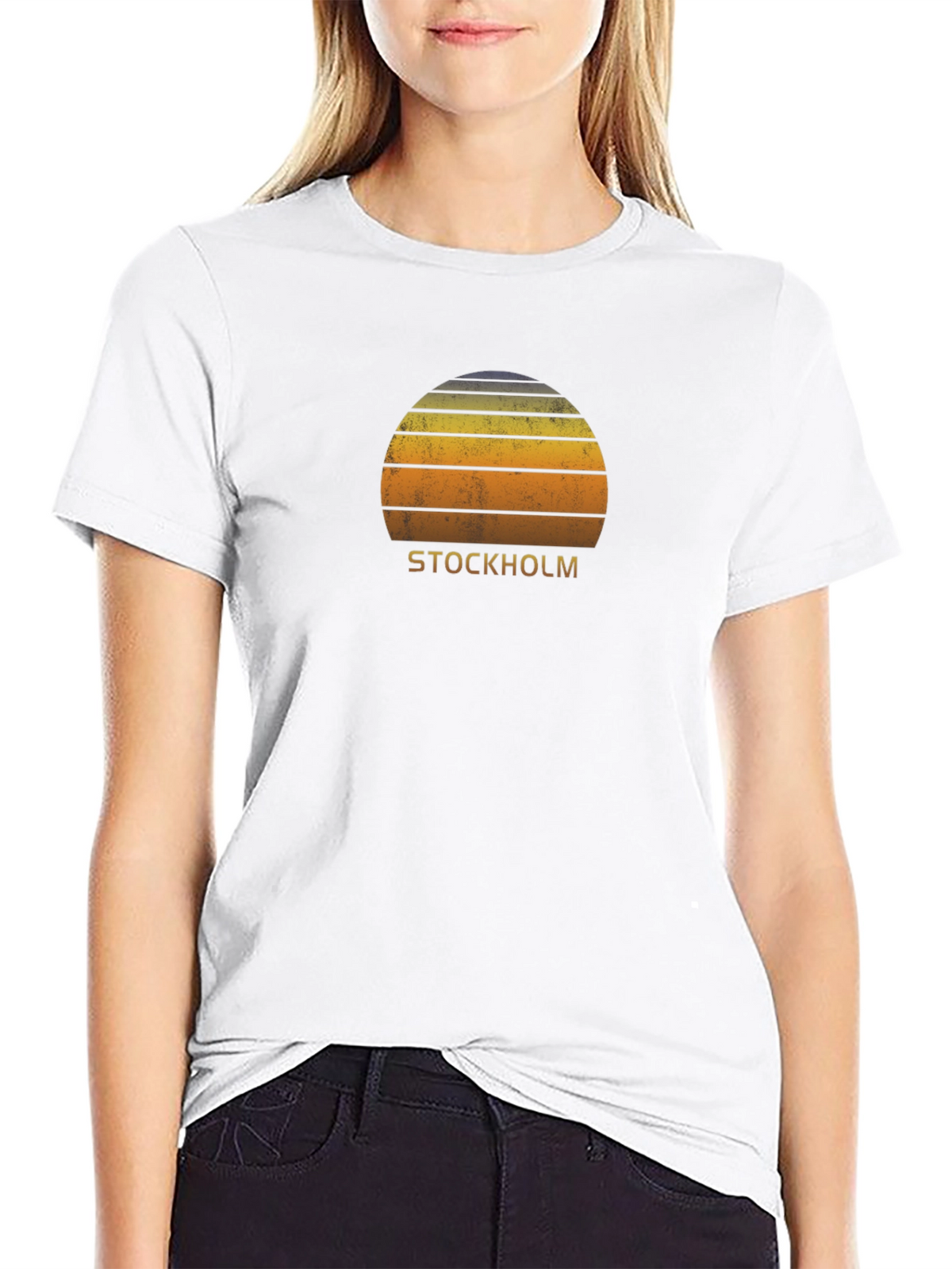 Stockholm Retro Sunset T-Shirt - Vintage Style City Tee