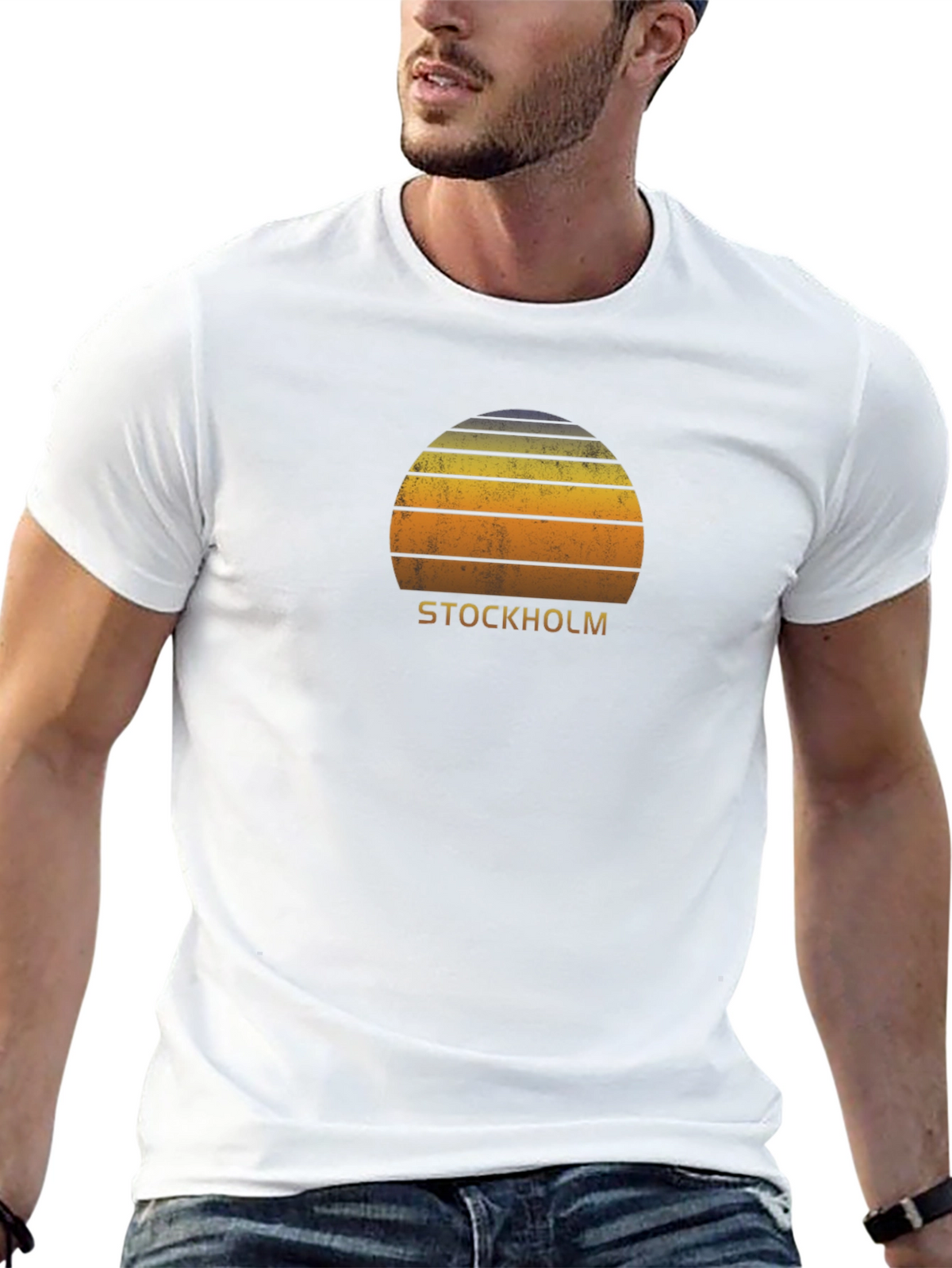 Stockholm Retro Sunset T-Shirt - Vintage Style City Tee