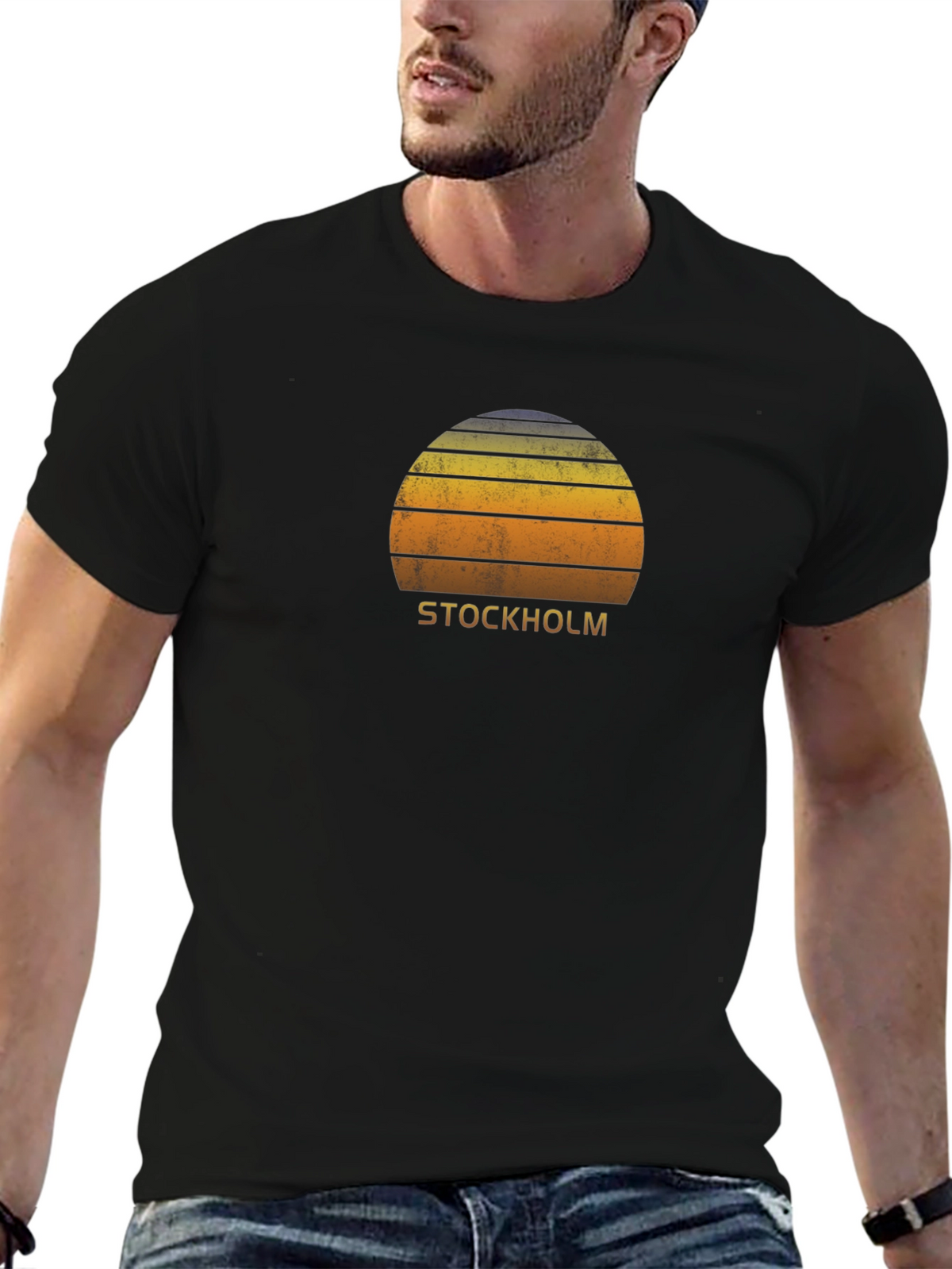 Stockholm Retro Sunset T-Shirt - Vintage Style City Tee