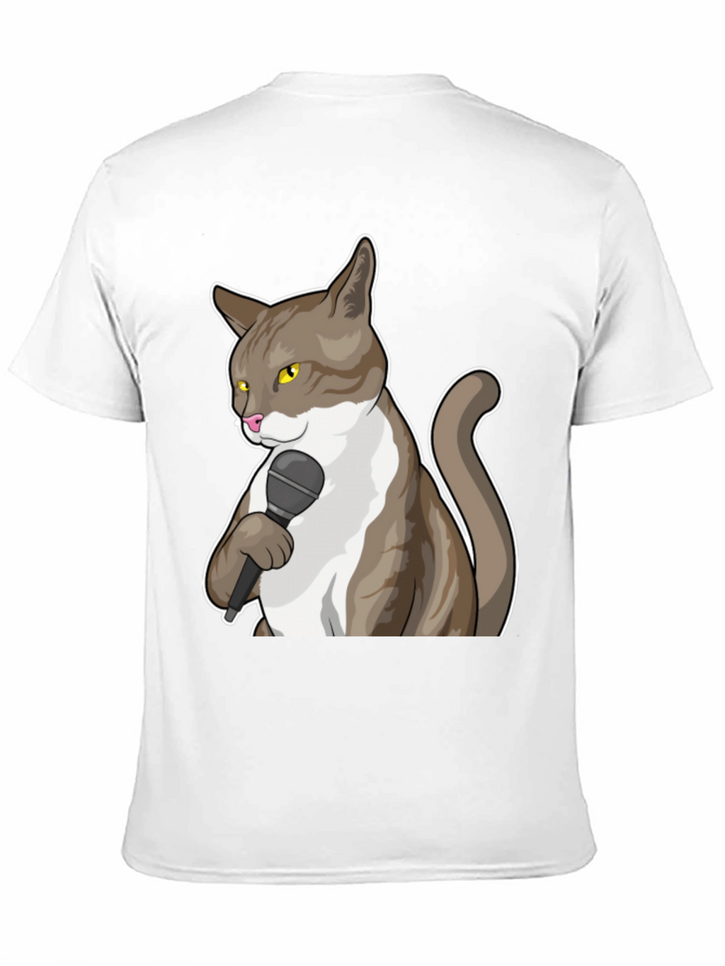 Funny Cat with Microphone Graphic T-Shirt