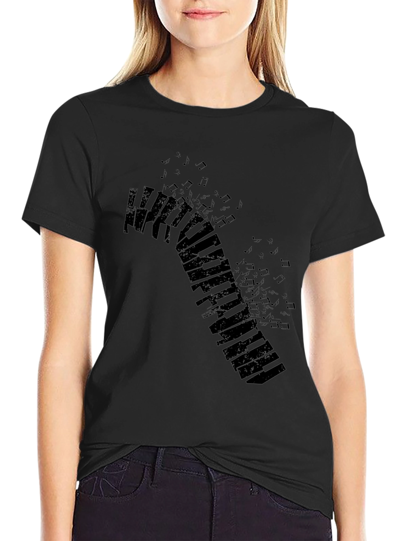 Piano Keys Graphic Black T-Shirt