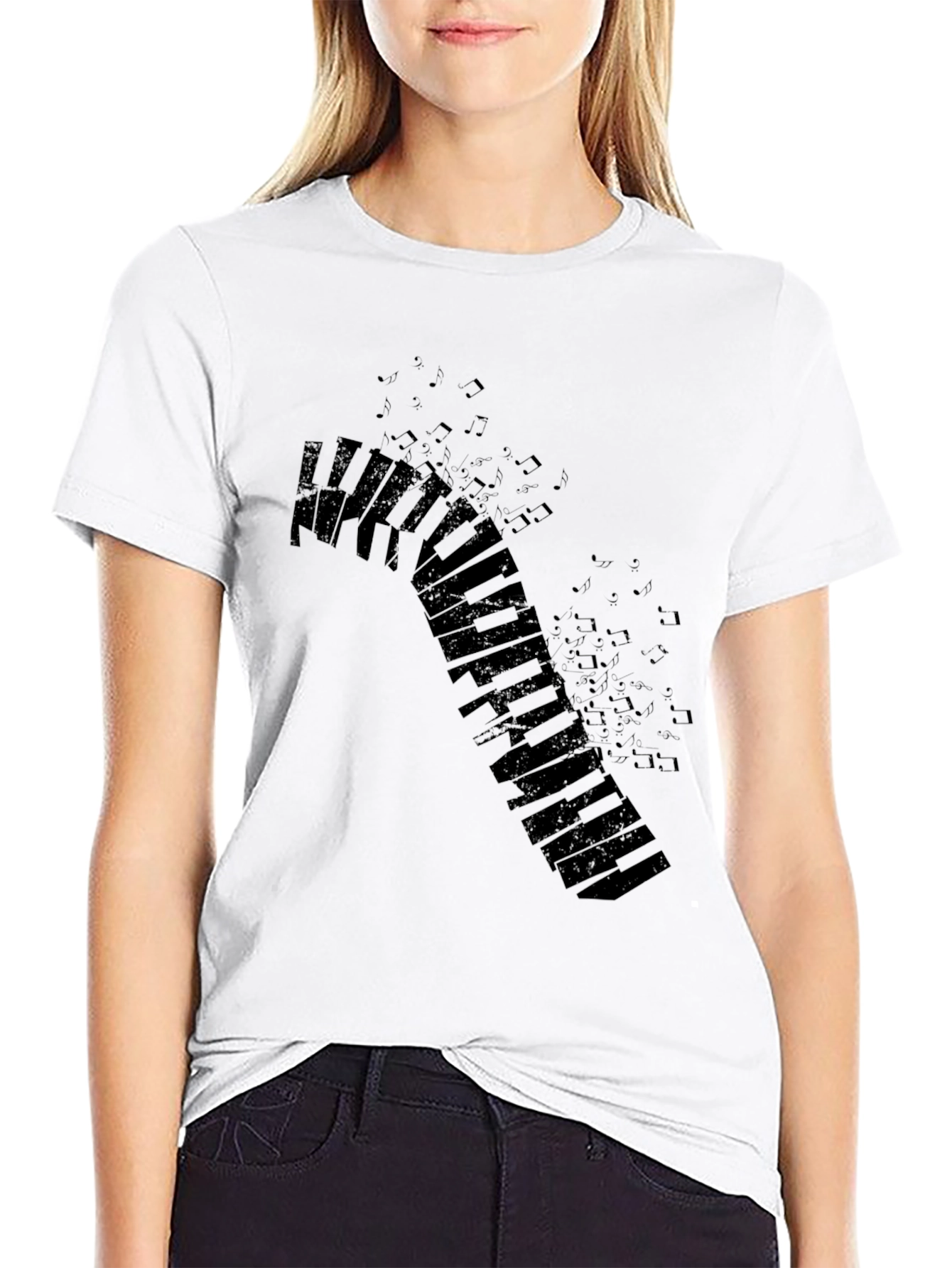 Piano Keys Graphic Black T-Shirt