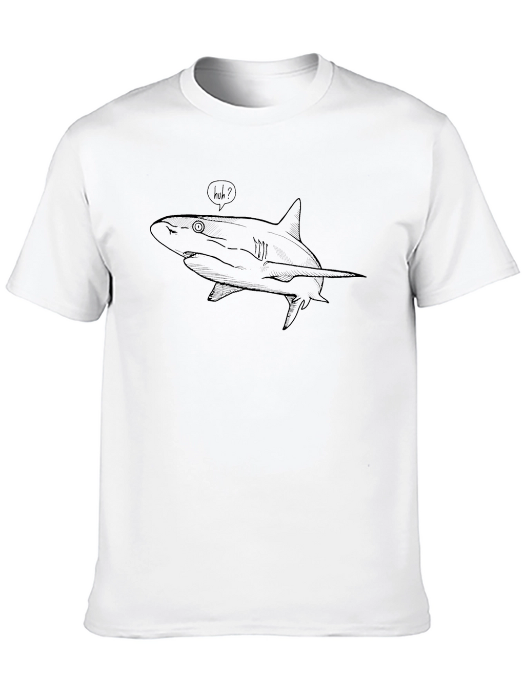 Black T-Shirt with Huh? Shark Graphic