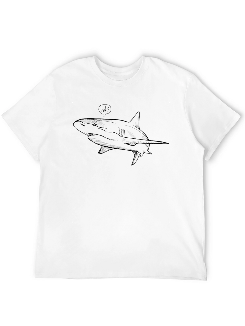 Black T-Shirt with Huh? Shark Graphic