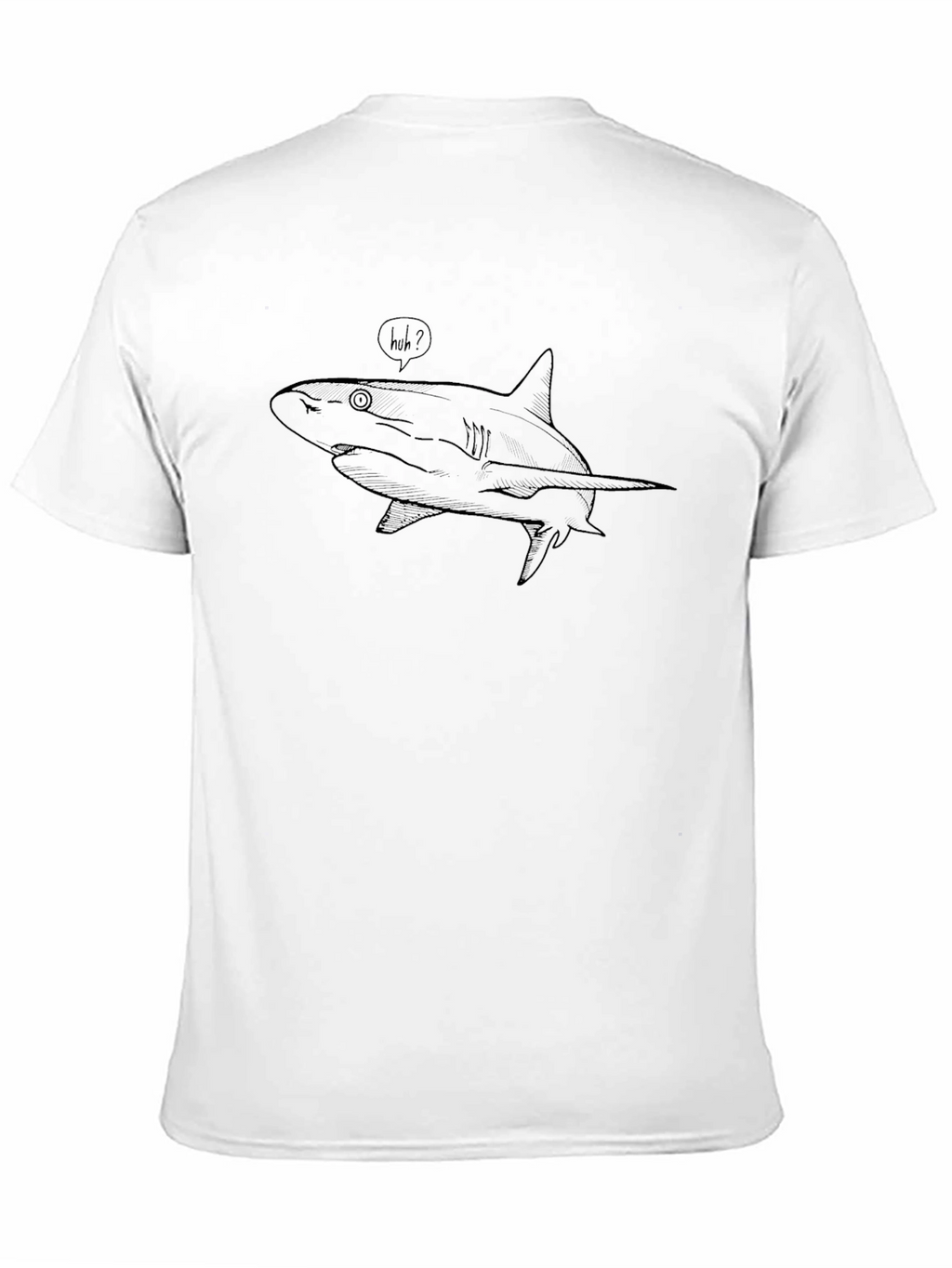Black T-Shirt with Huh? Shark Graphic
