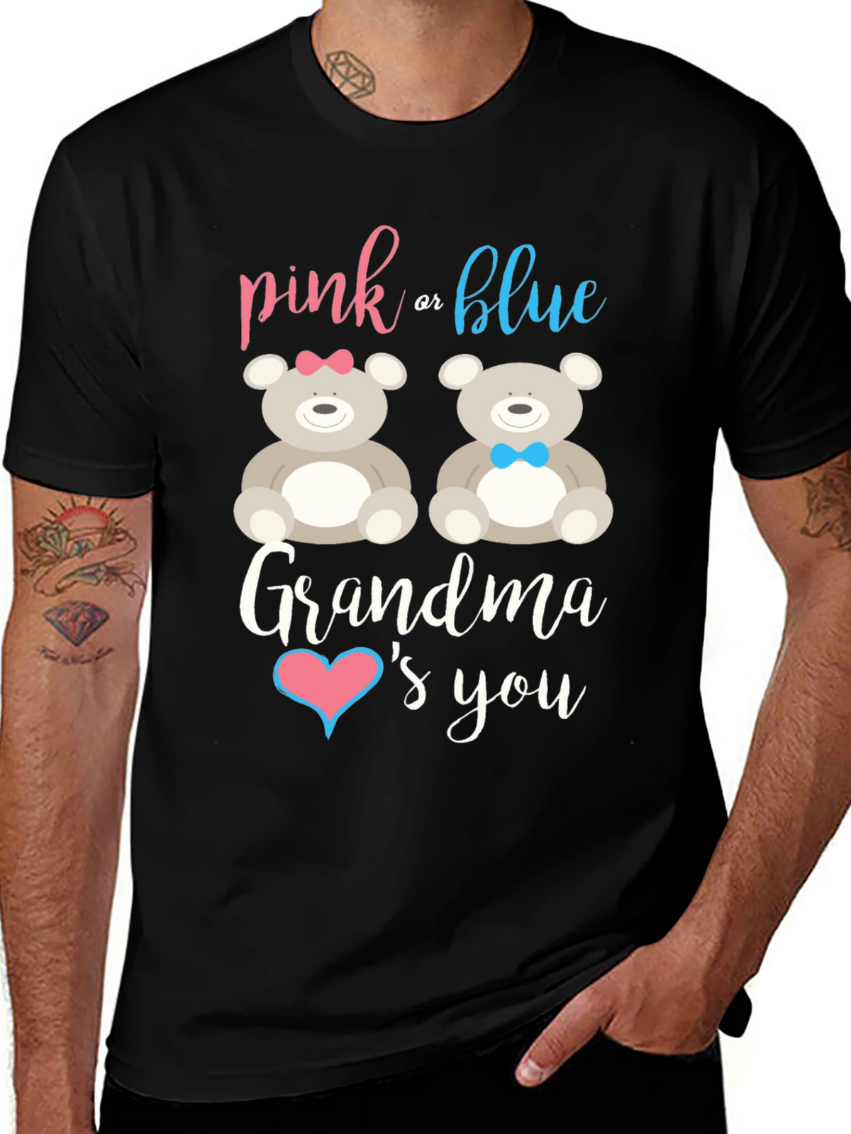 Pink or Blue Grandma Loves You Gender Reveal T-Shirt