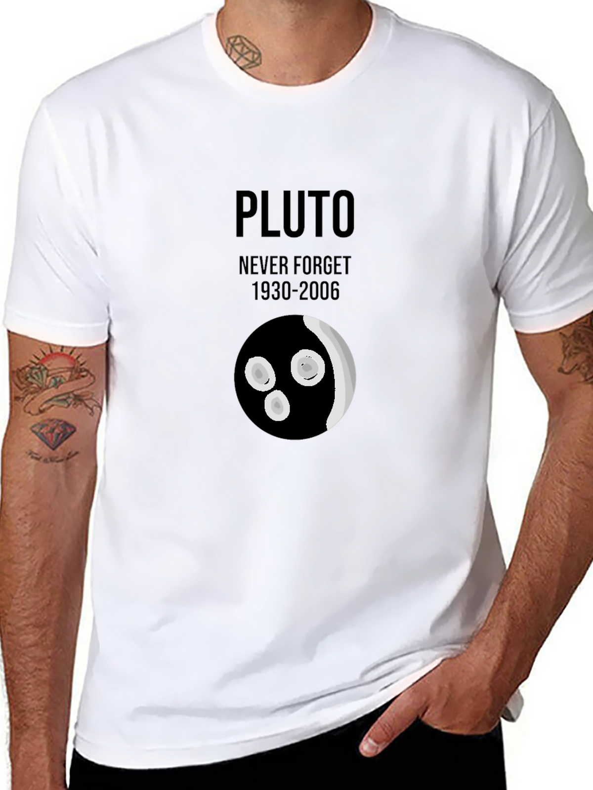 Pluto Never Forget Graphic Tee - Black Cotton T-Shirt