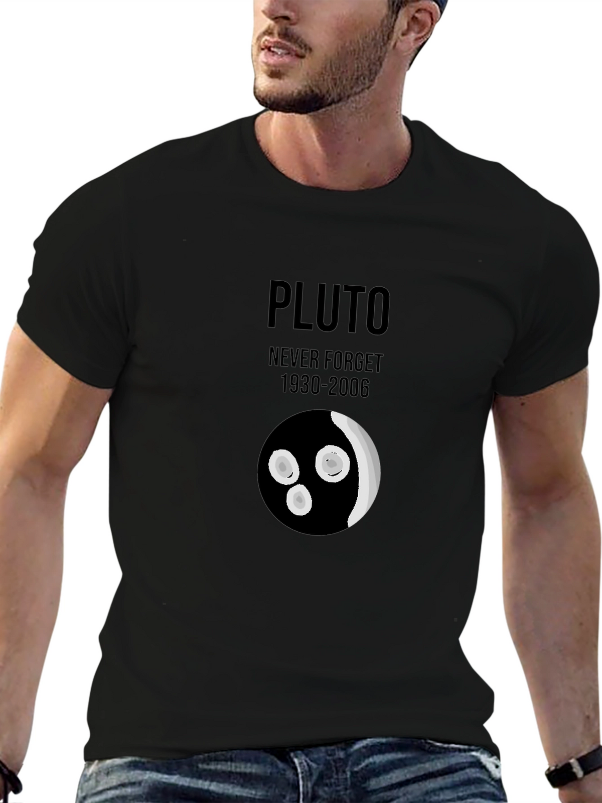 Pluto Never Forget Graphic Tee - Black Cotton T-Shirt