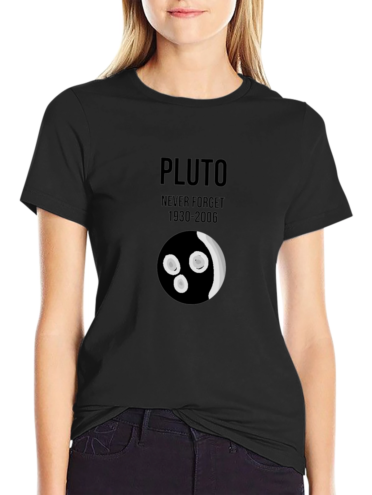 Pluto Never Forget Graphic Tee - Black Cotton T-Shirt