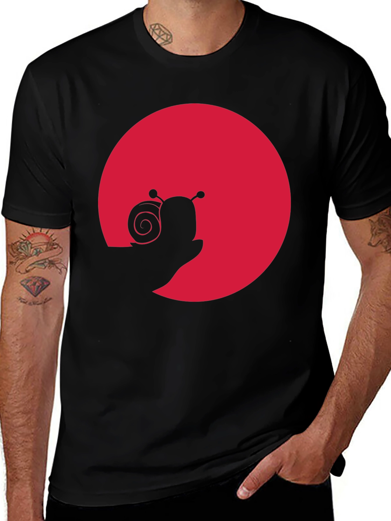 Snail Silhouette Graphic Tee - Black