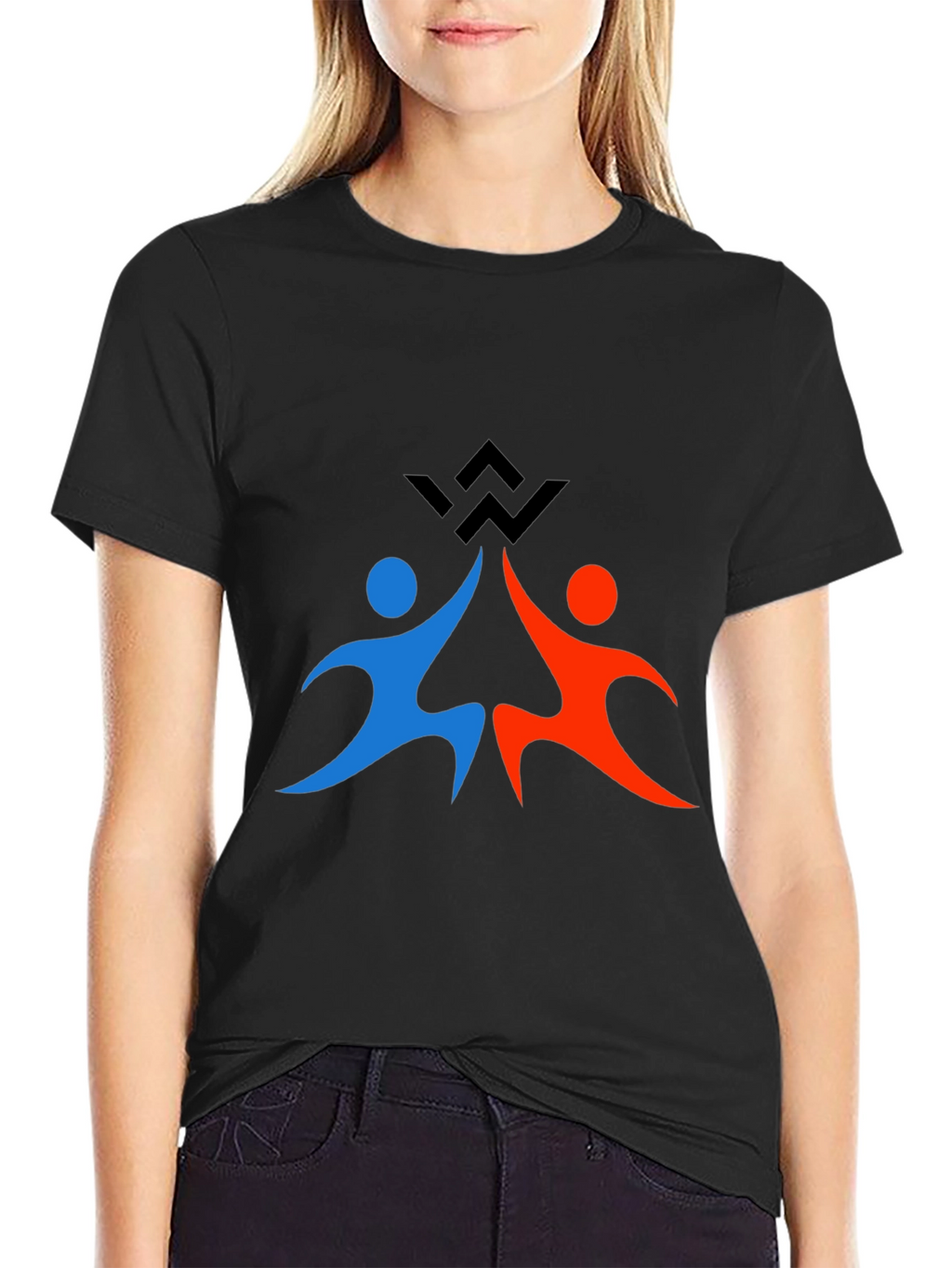Teamwork Graphic Print Black T-Shirt
