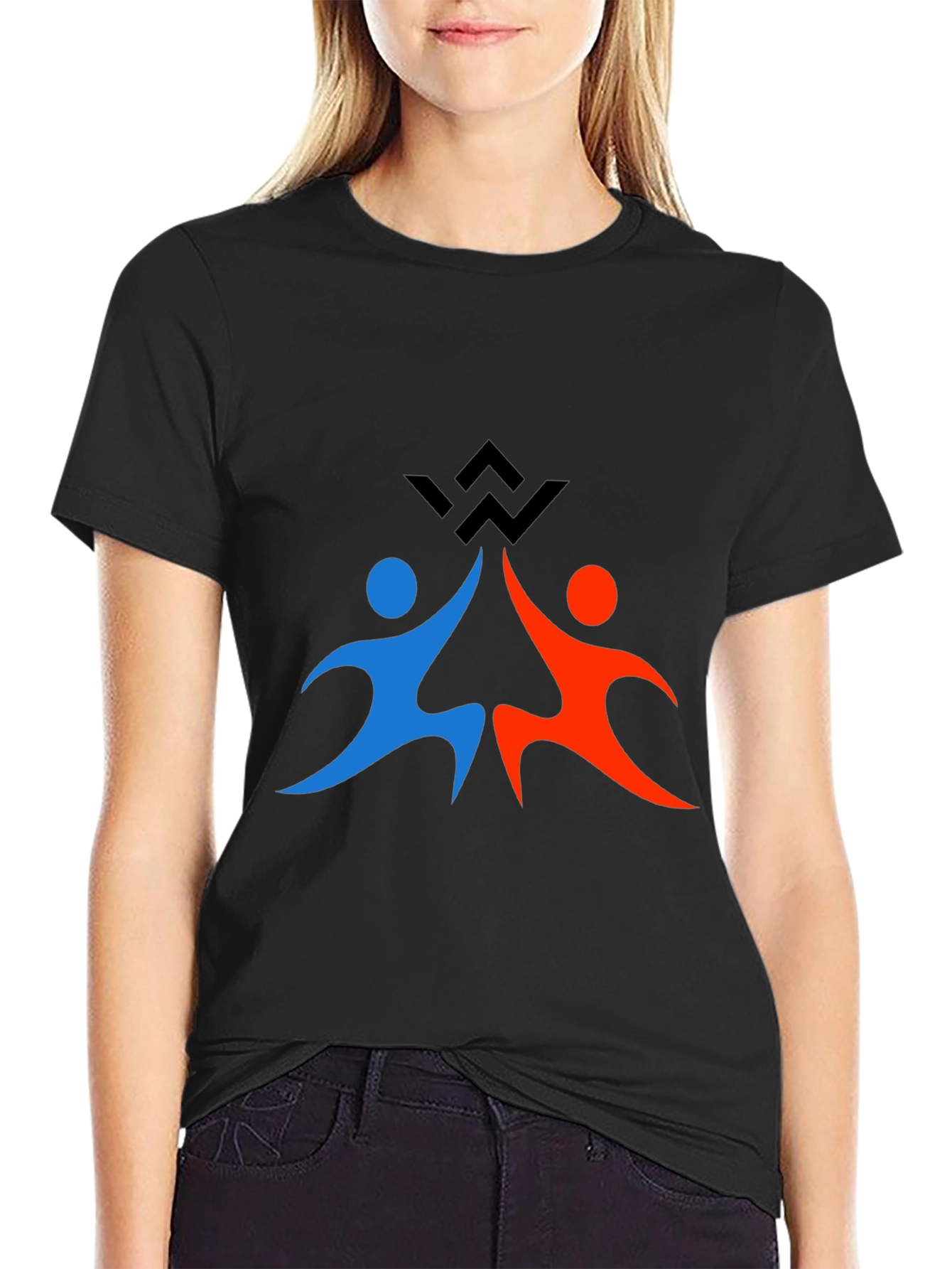 Teamwork Graphic Print Black T-Shirt