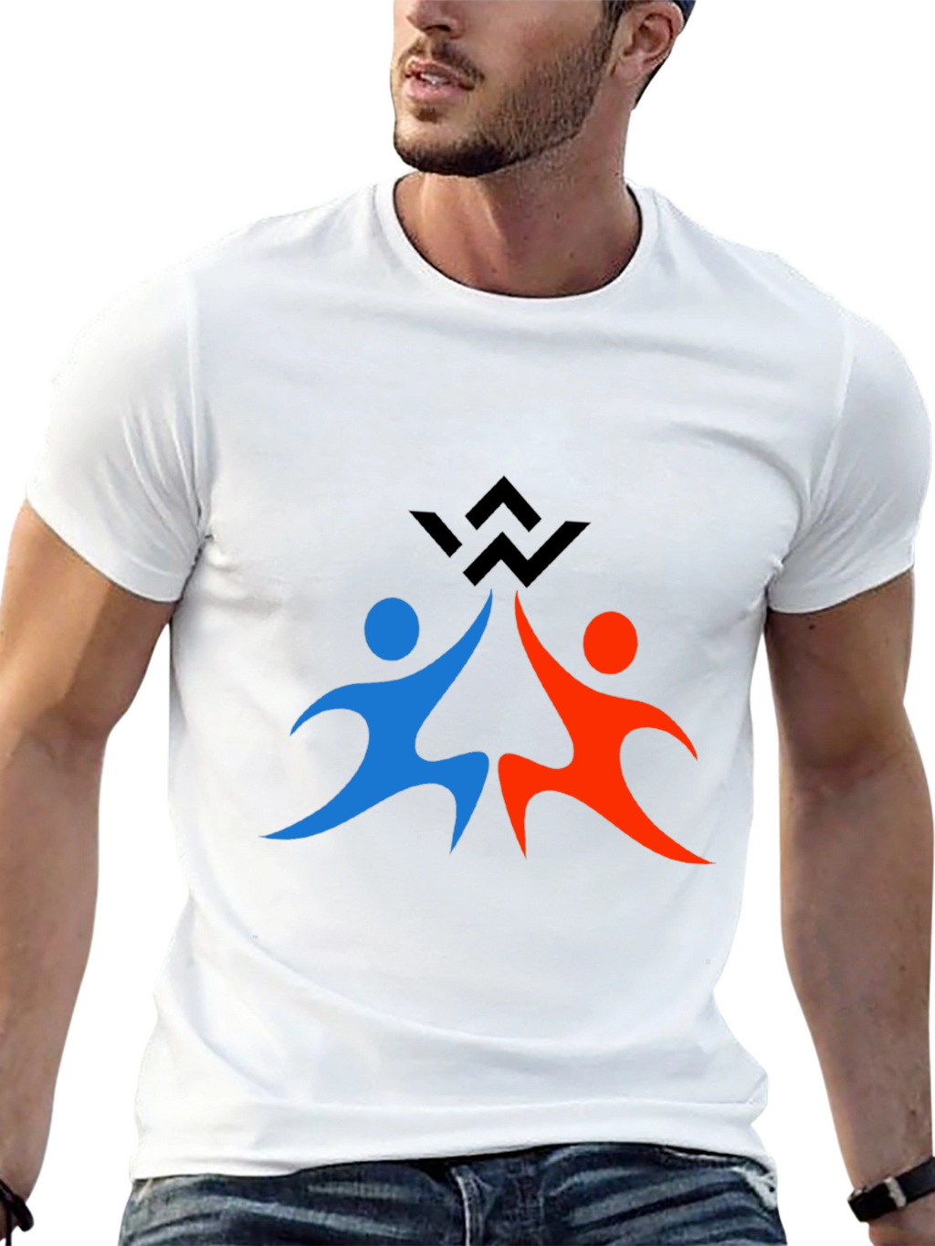 Teamwork Graphic Print Black T-Shirt