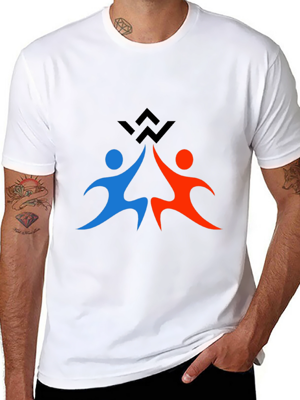 Teamwork Graphic Print Black T-Shirt