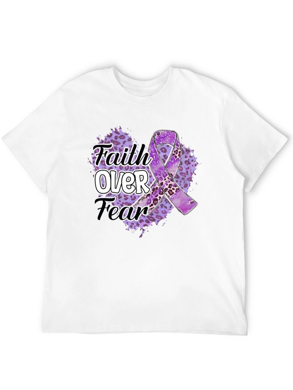 Faith Over Fear Purple Awareness Ribbon Graphic Tee