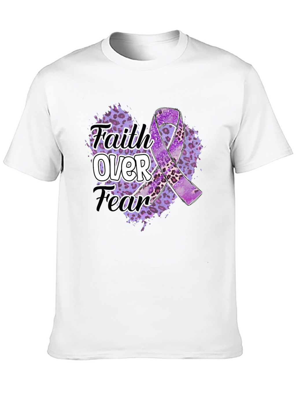 Faith Over Fear Purple Awareness Ribbon Graphic Tee
