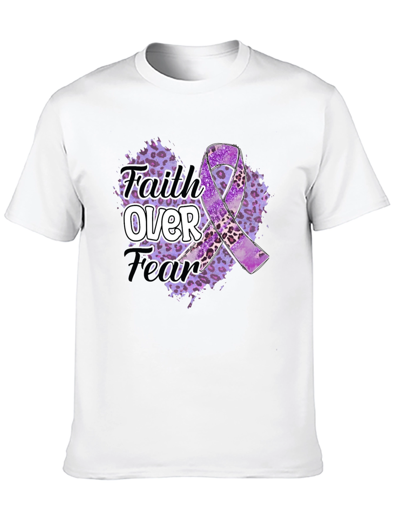 Faith Over Fear Purple Awareness Ribbon Graphic Tee