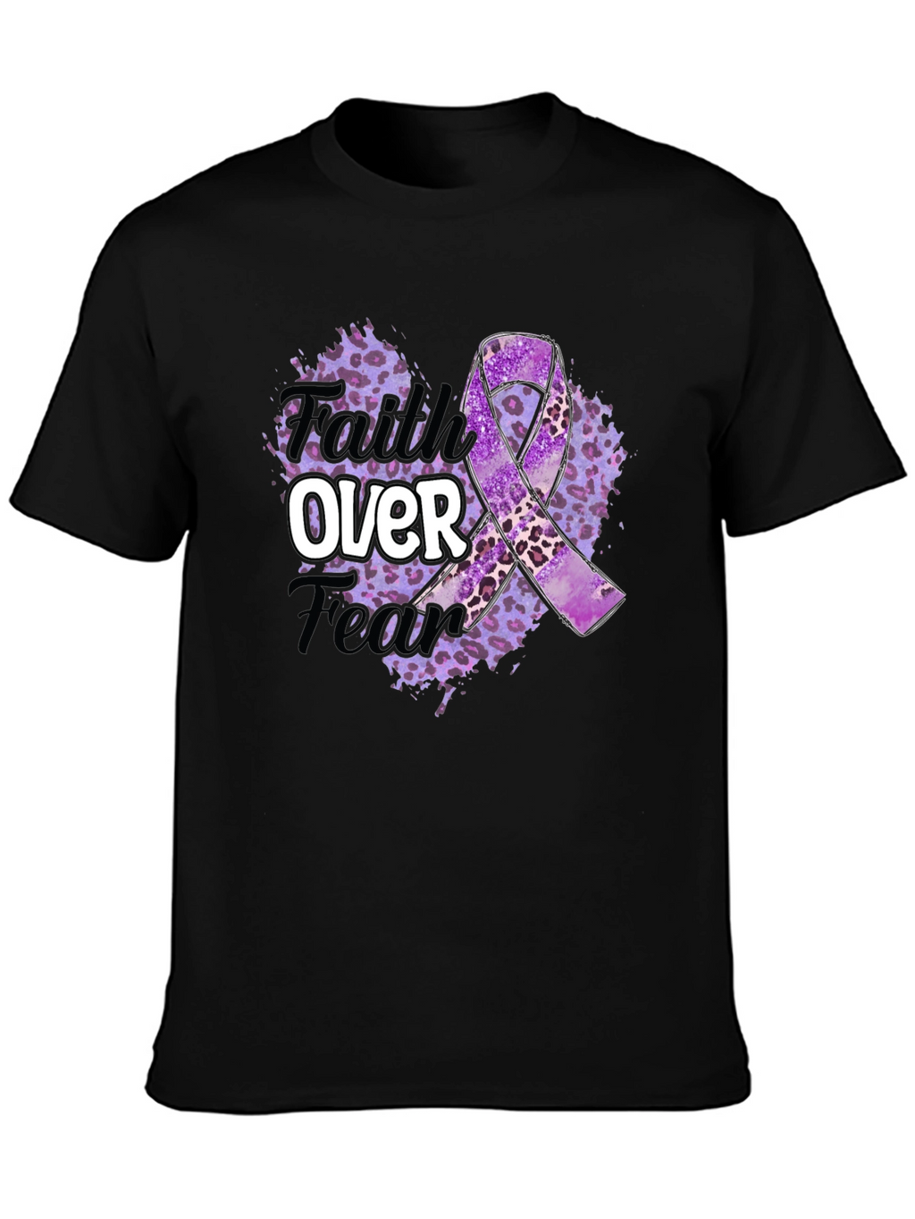 Faith Over Fear Purple Awareness Ribbon Graphic Tee