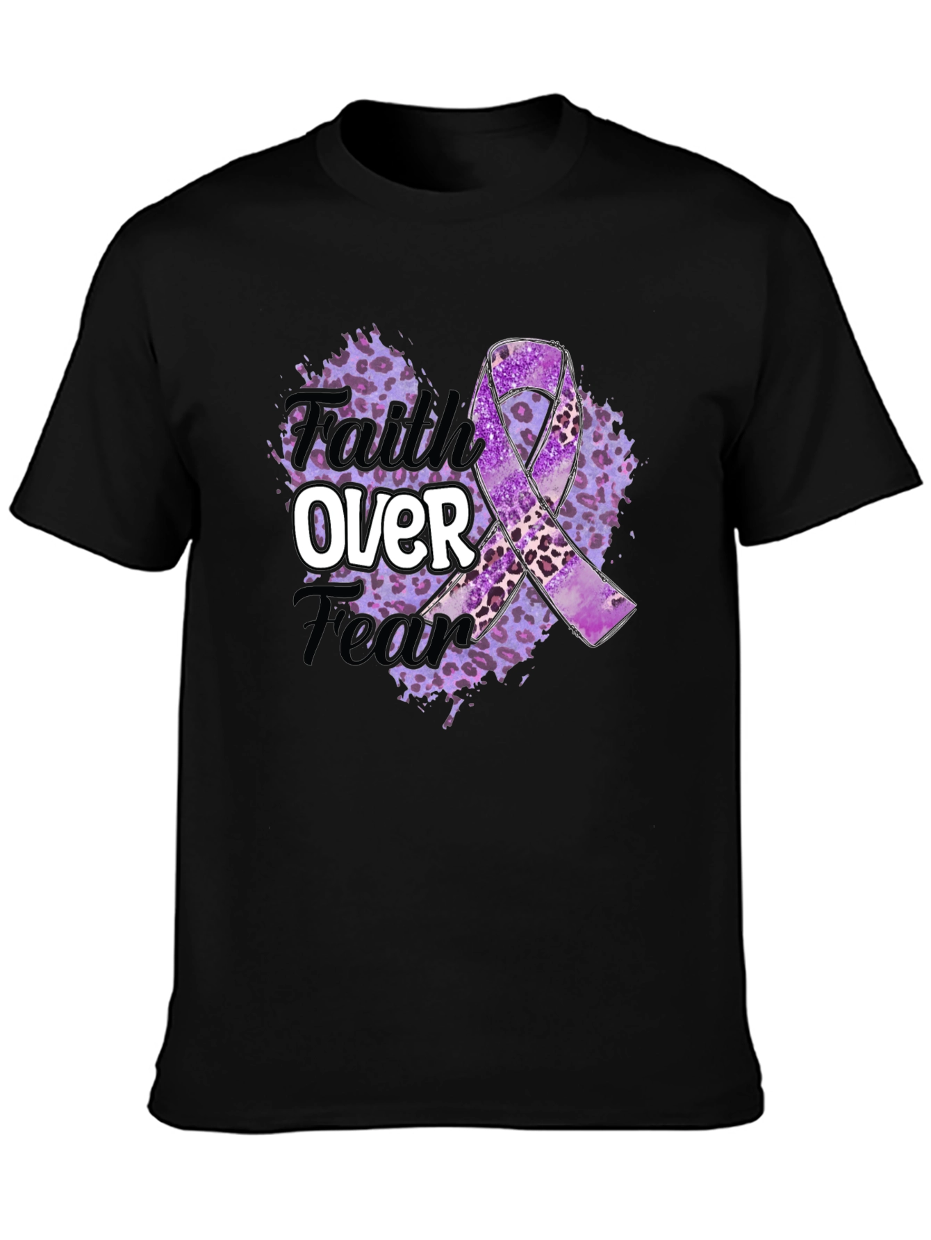Faith Over Fear Purple Awareness Ribbon Graphic Tee