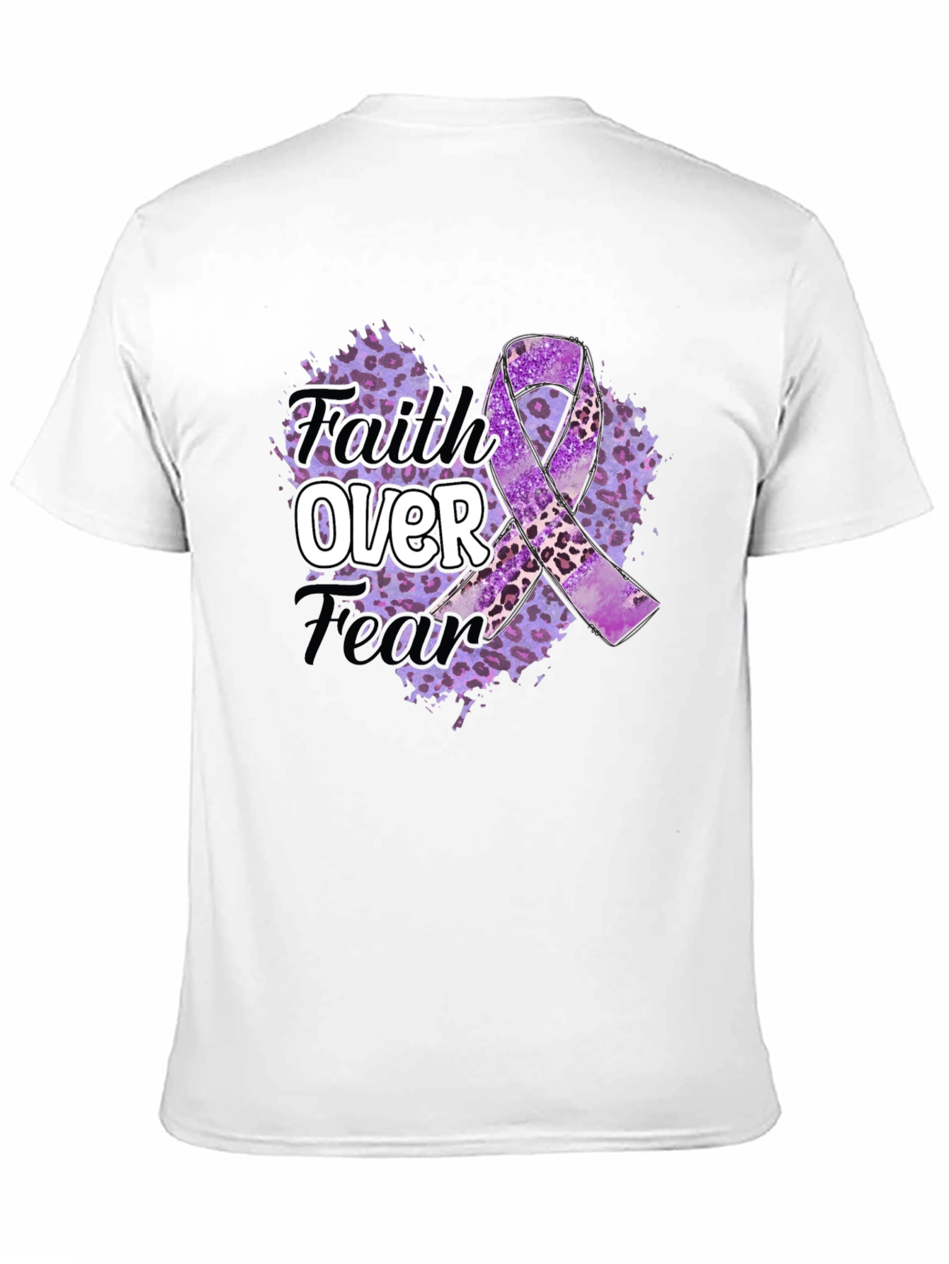 Faith Over Fear Purple Awareness Ribbon Graphic Tee