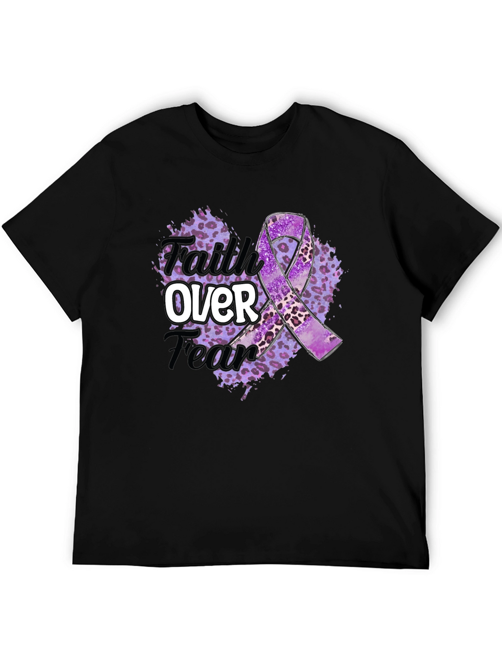 Faith Over Fear Purple Awareness Ribbon Graphic Tee