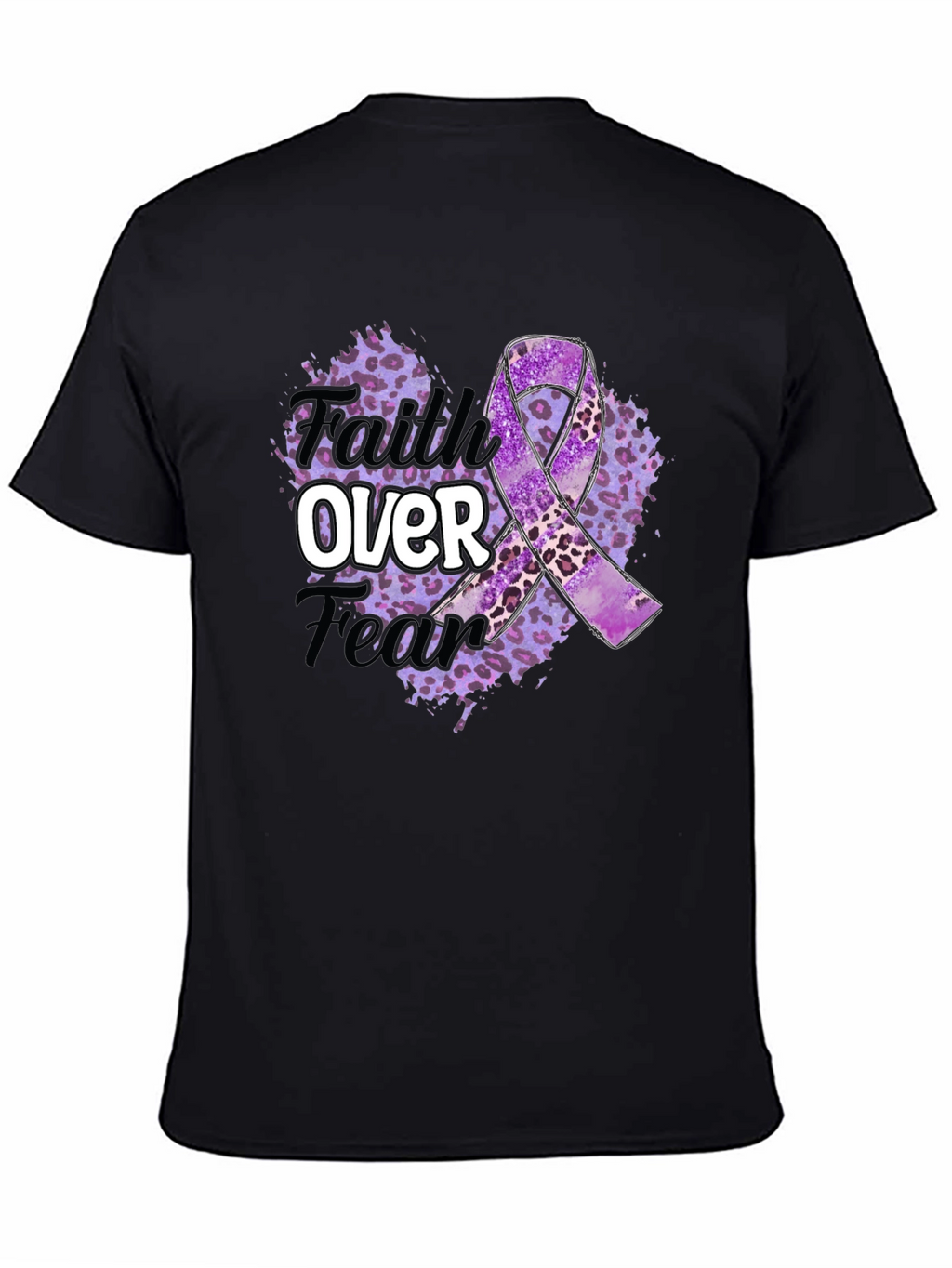 Faith Over Fear Purple Awareness Ribbon Graphic Tee