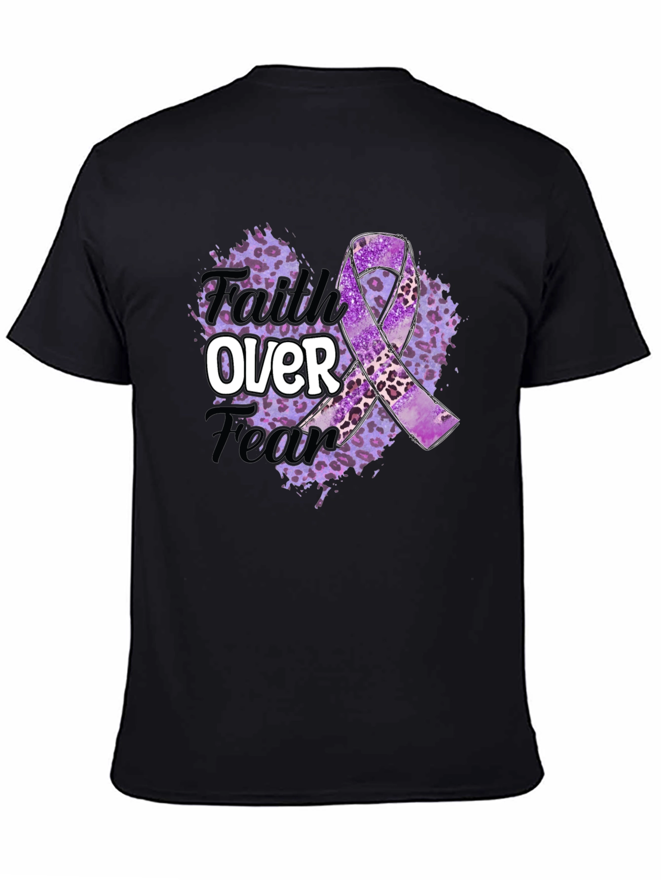 Faith Over Fear Purple Awareness Ribbon Graphic Tee