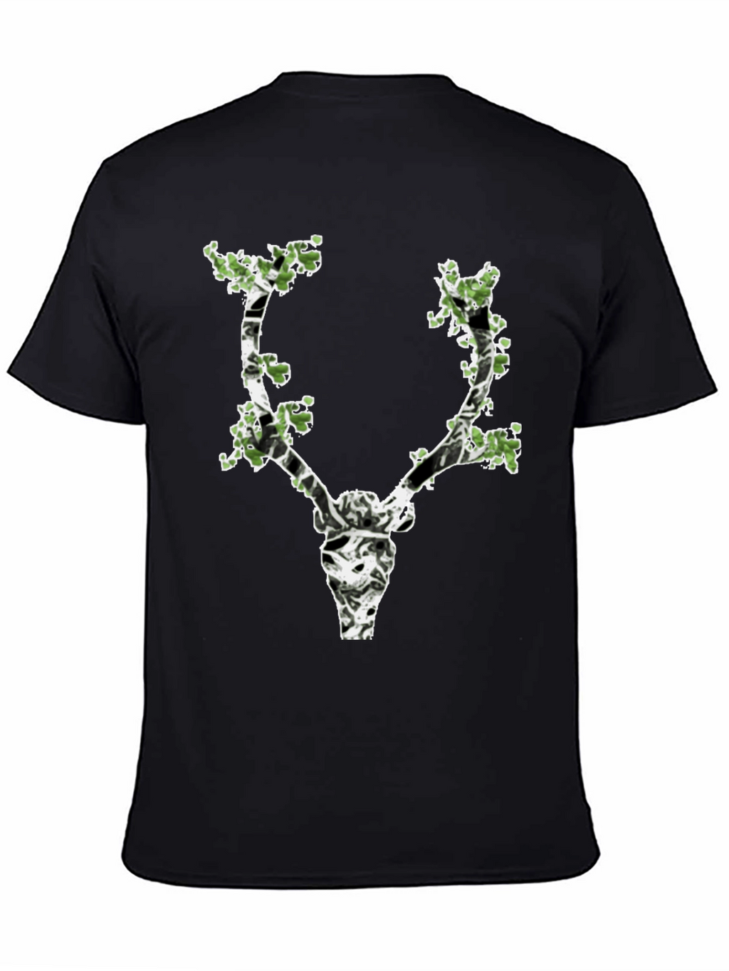 Nature Deer Skull Graphic Black T-Shirt