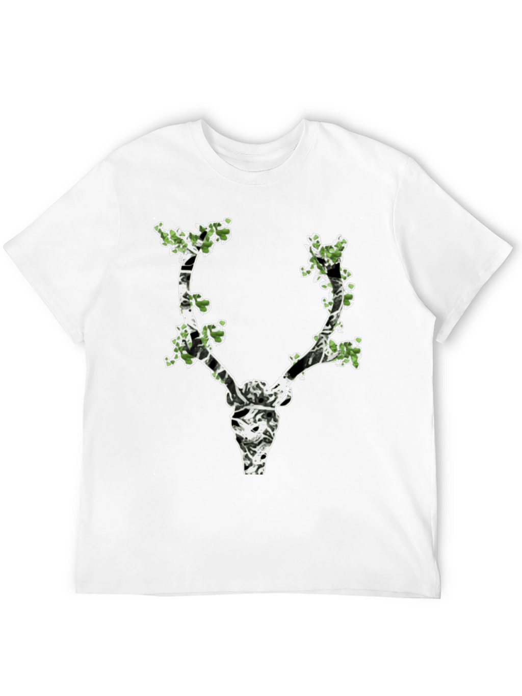 Nature Deer Skull Graphic Black T-Shirt