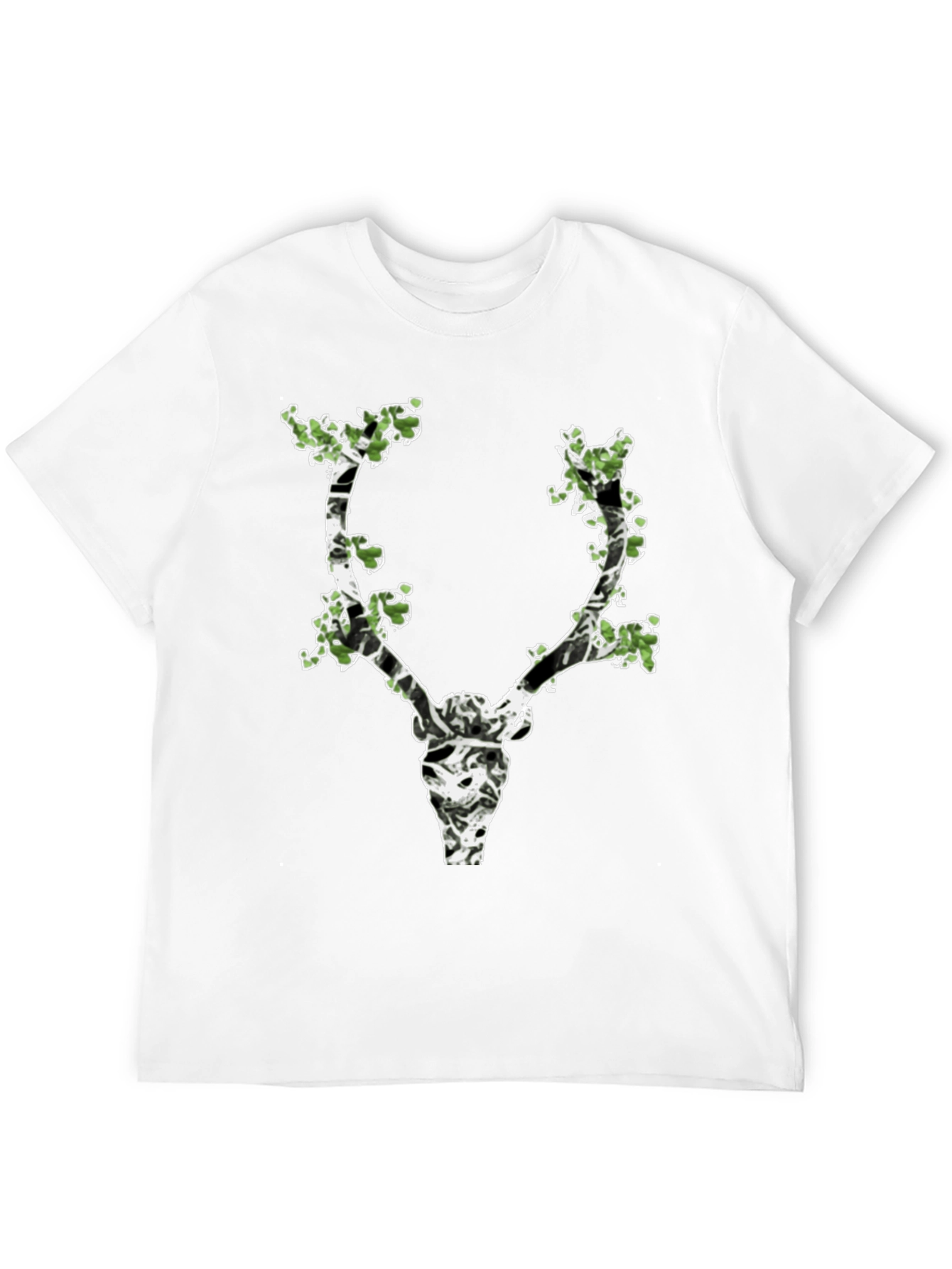 Nature Deer Skull Graphic Black T-Shirt