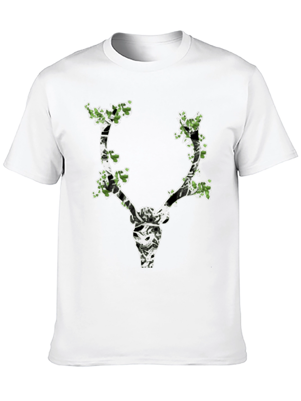 Nature Deer Skull Graphic Black T-Shirt